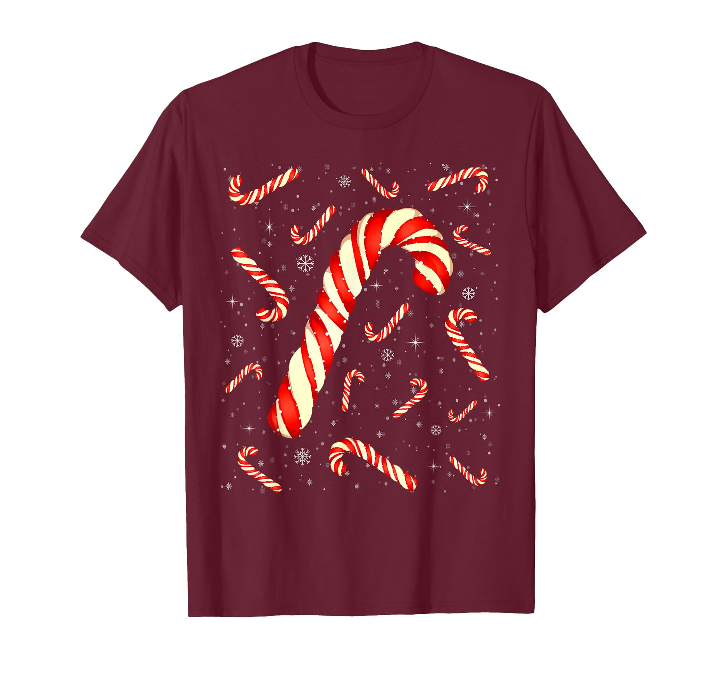 Candy Cane Santa Hat Christmas Lights Merry and Bright Xmas T-Shirt