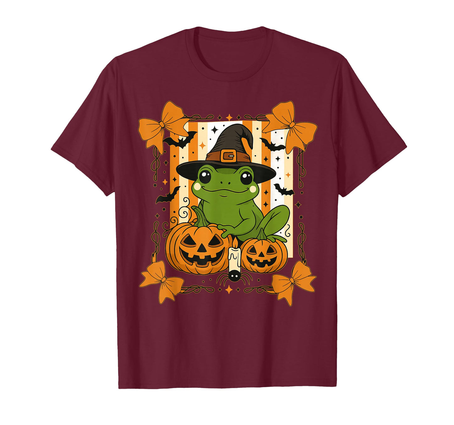 Witch Frog and Jack O Lantern Pumpkin Halloween T-Shirt