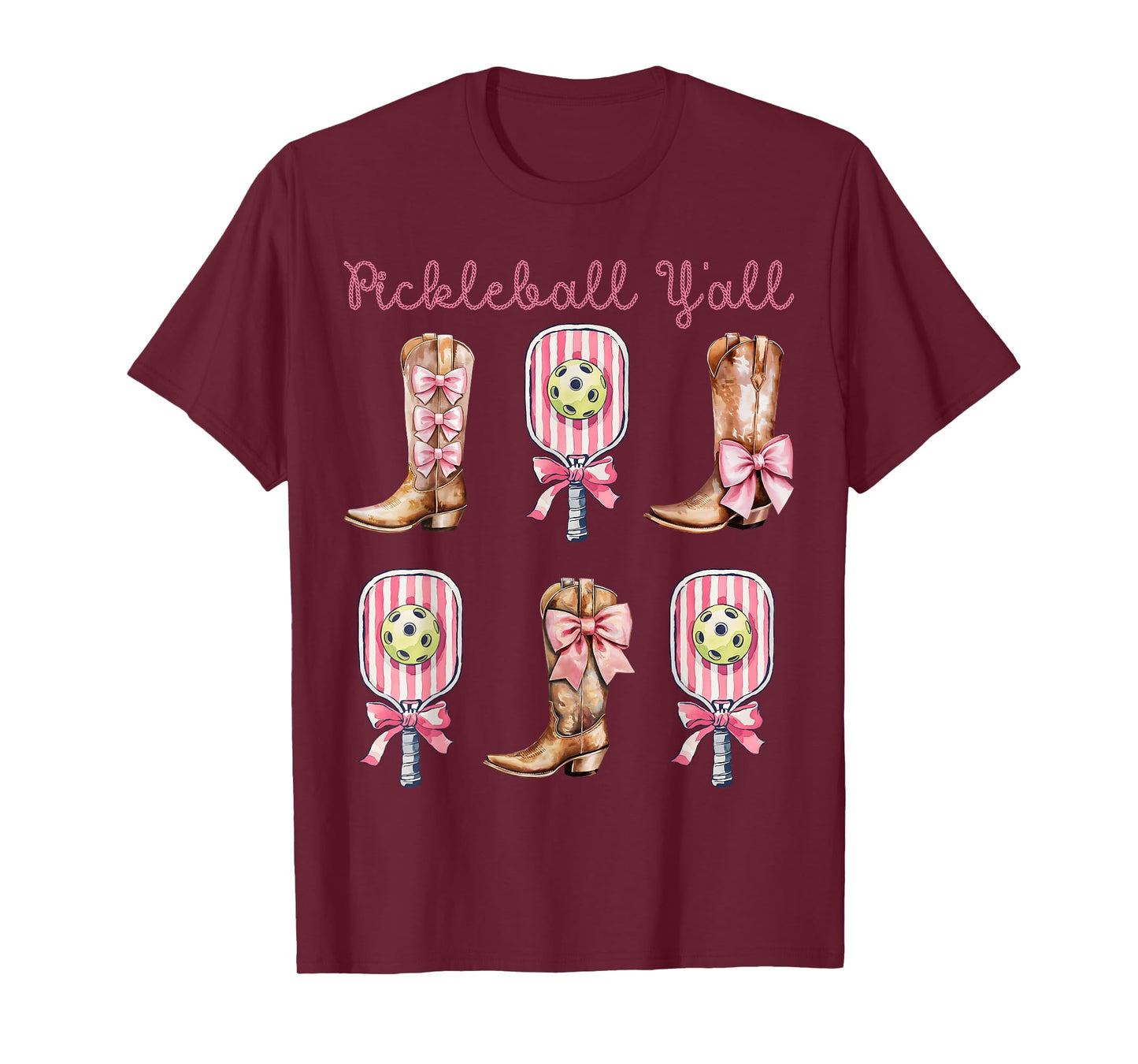 Pickleball Y'all Western Boots and Paddle Funny Pickleball T-Shirt
