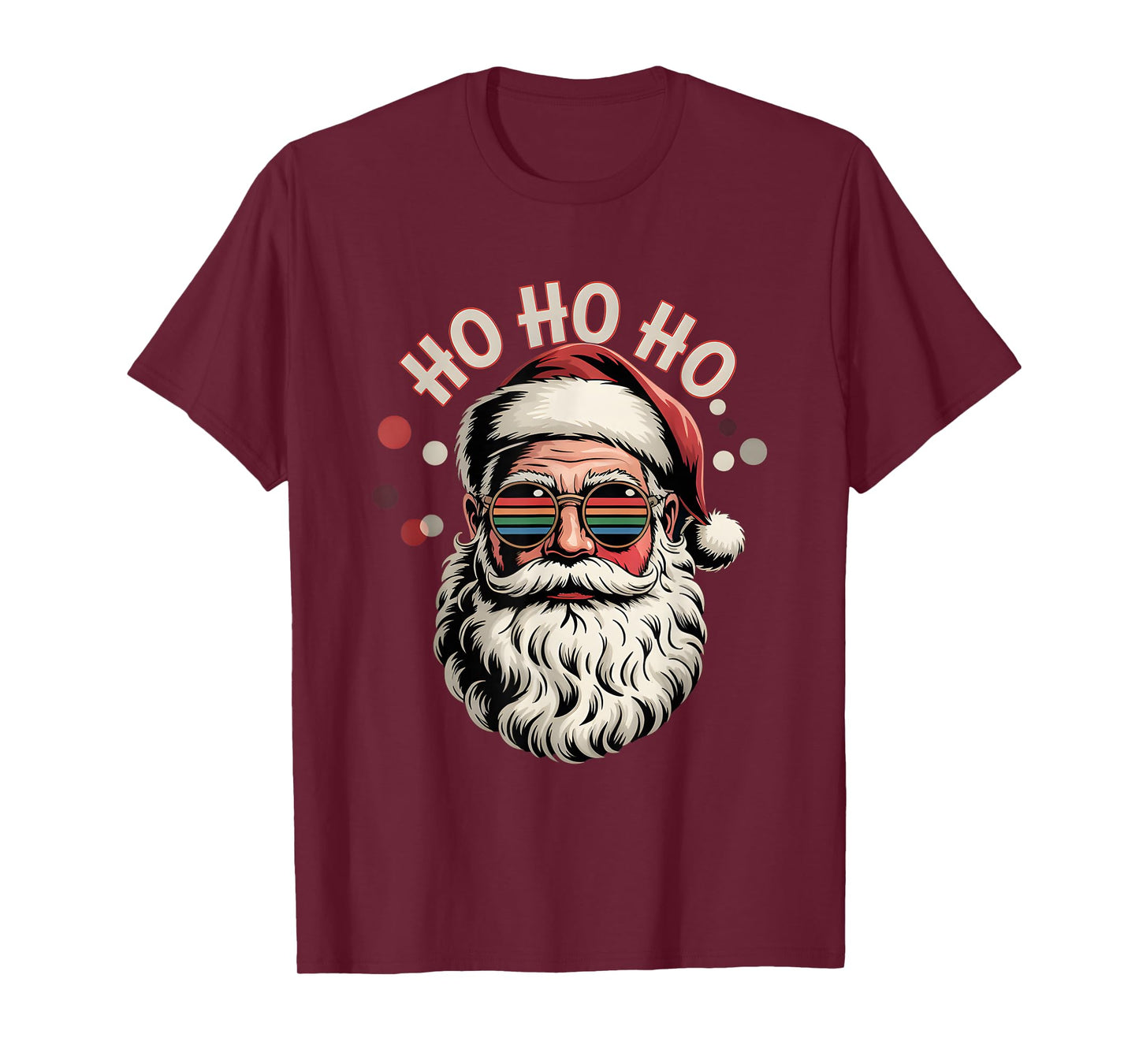 Funny Cool Santa Face Hipster with Beard & Glasses Christmas T-Shirt