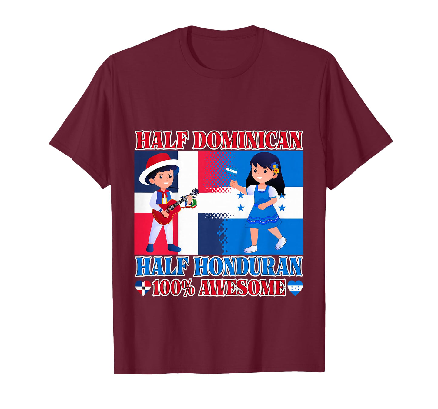 Half Honduran Half Dominican Republic Flag Toddler Girl Boy T-Shirt
