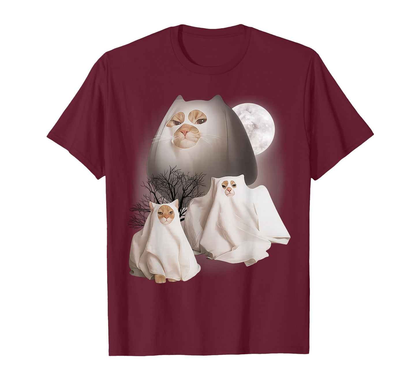Ghost Cat Meme Funny Halloween Men Women Kids T-Shirt