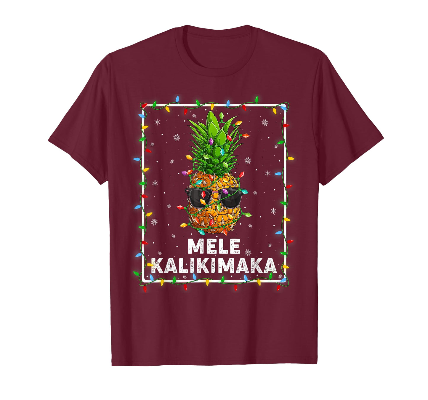 Mele Kalikimaka Pineapple Xmas Lights Hawaiian Christmas T-Shirt
