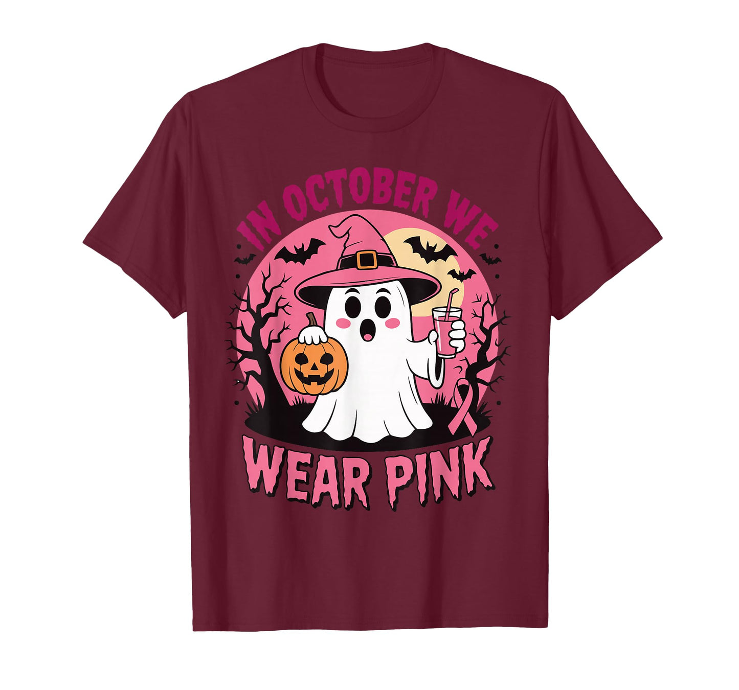 Breast Cancer in October We Wear Pink Ghost for Women T-Shirt