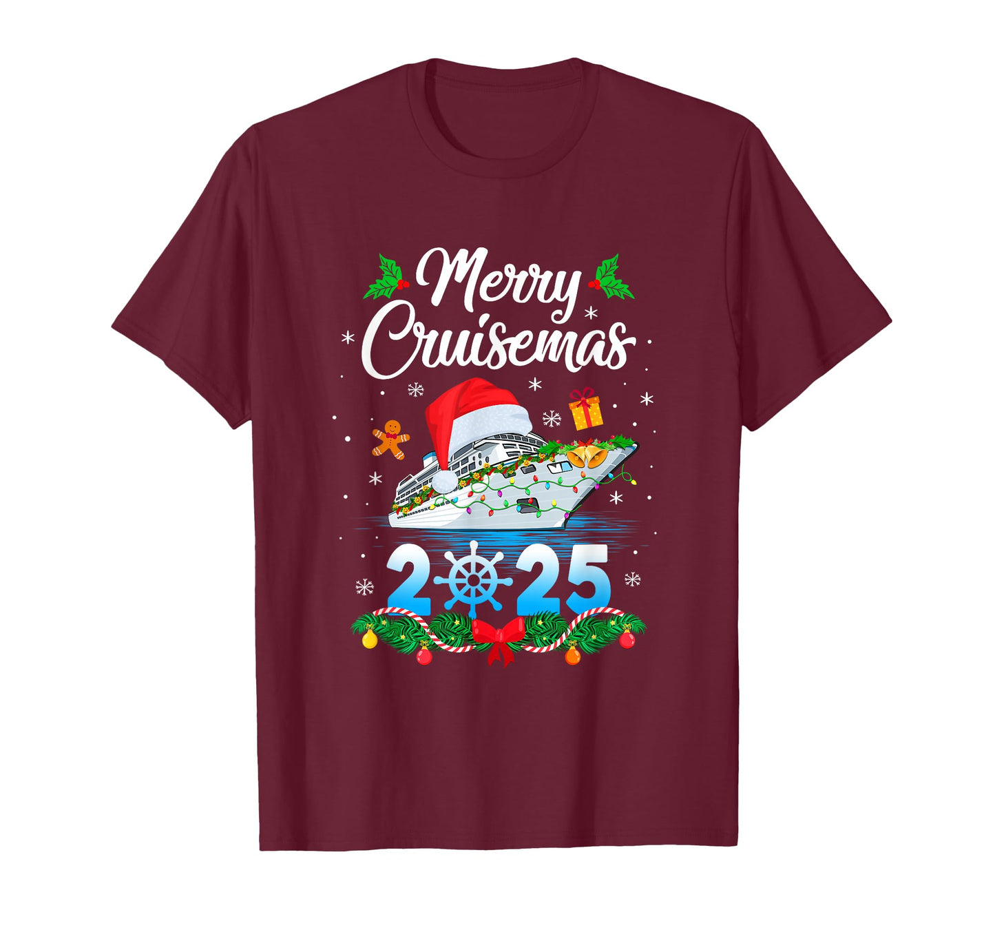 Merry Cruisemas 2025 Christmas Santa Reindeer Cruise Ship T-Shirt