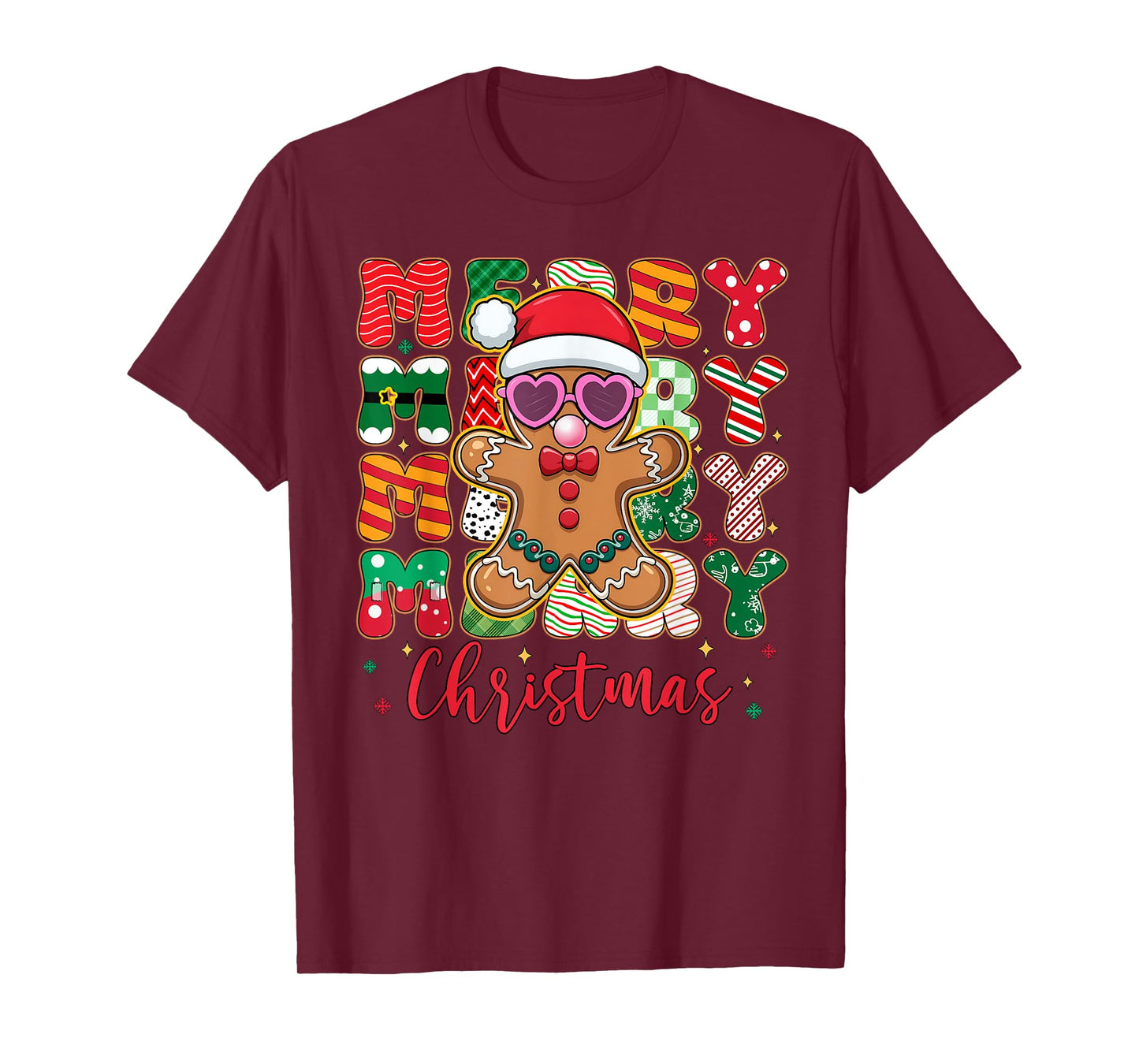Gingerbread Blowing Bubble Gum Pink Sunglasses Christmas Kid T-Shirt