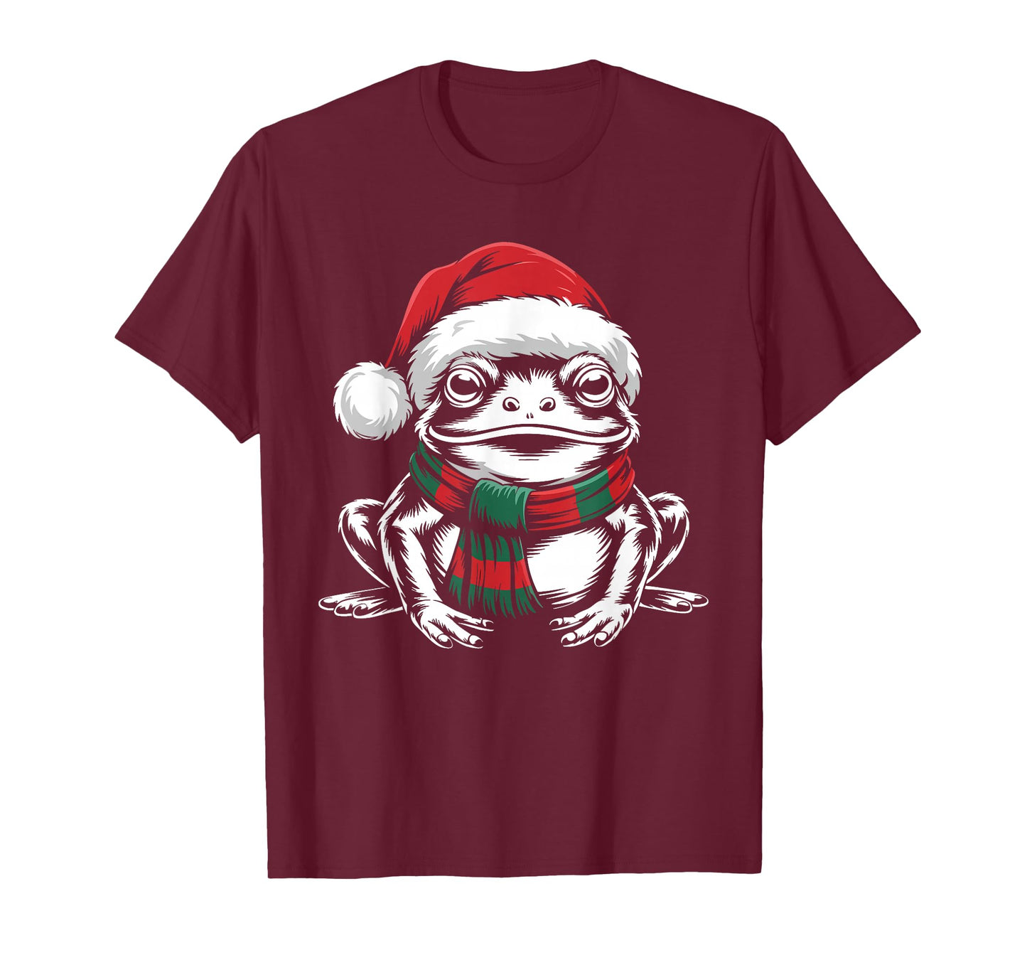 Frog Xmas Santa Hat Scarf Christmas Costume T-Shirt