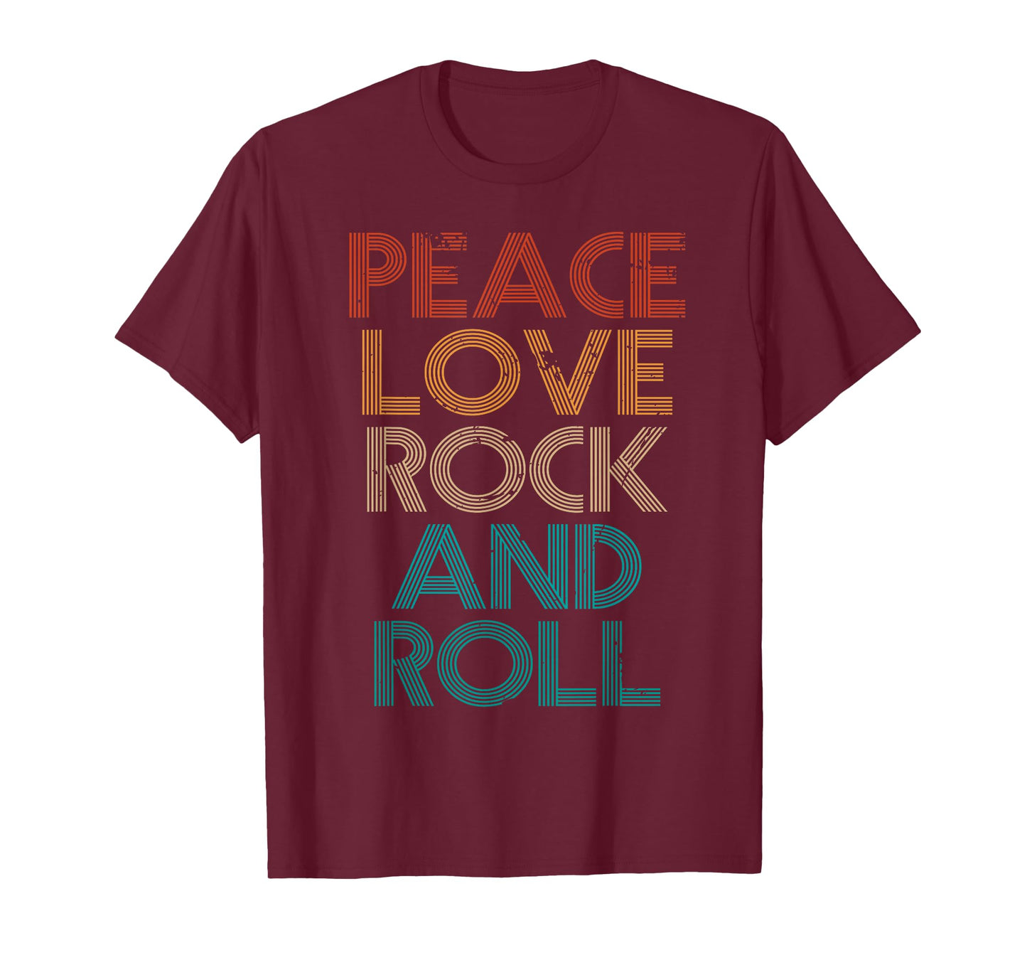Peace Love Rock N Roll Tee Vintage Band Rock Concert Lovers T-Shirt