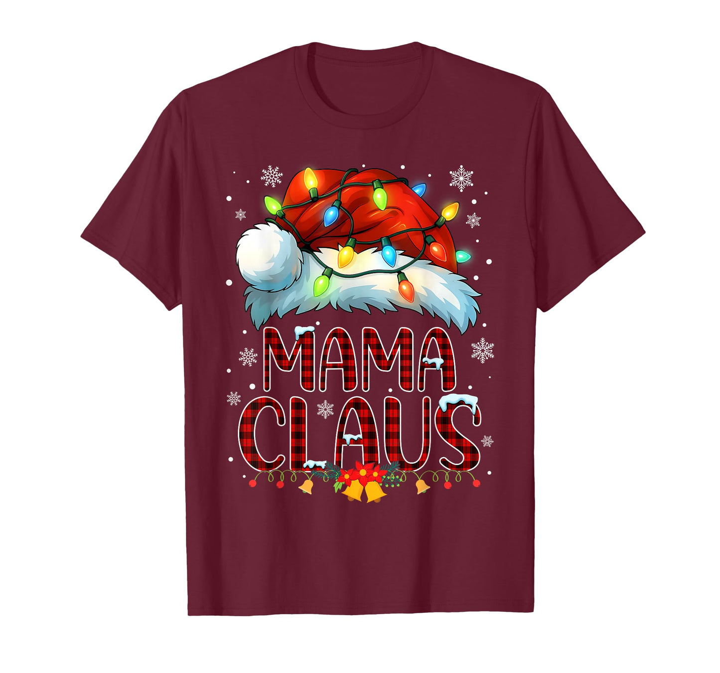 Christmas Hat Lights Pajama Mama Claus Family Matching T-Shirt