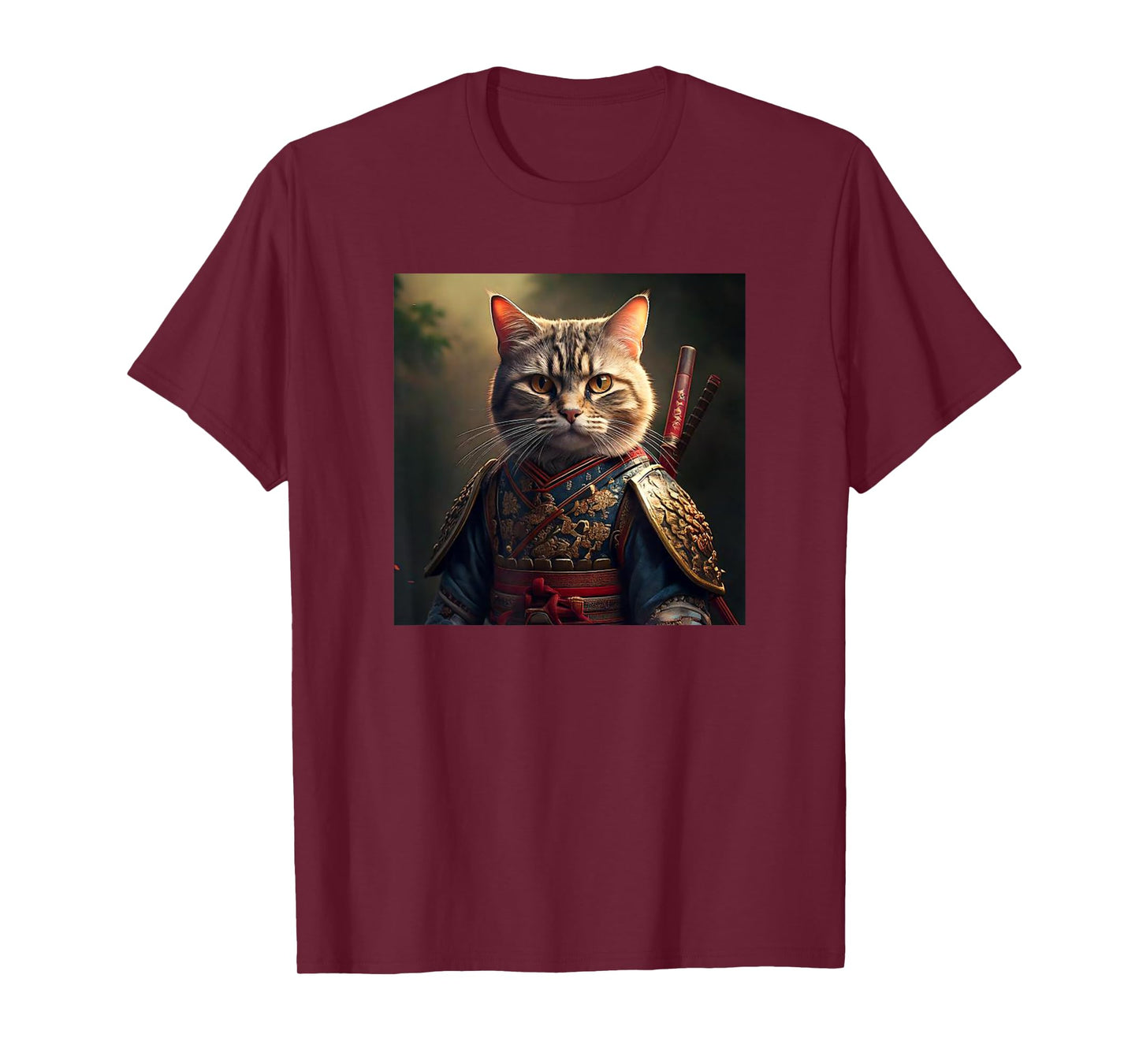 Kawaii Samurai Cat Portrait - Elegant Japanese Art Anime Cat Men Women T-Shirt