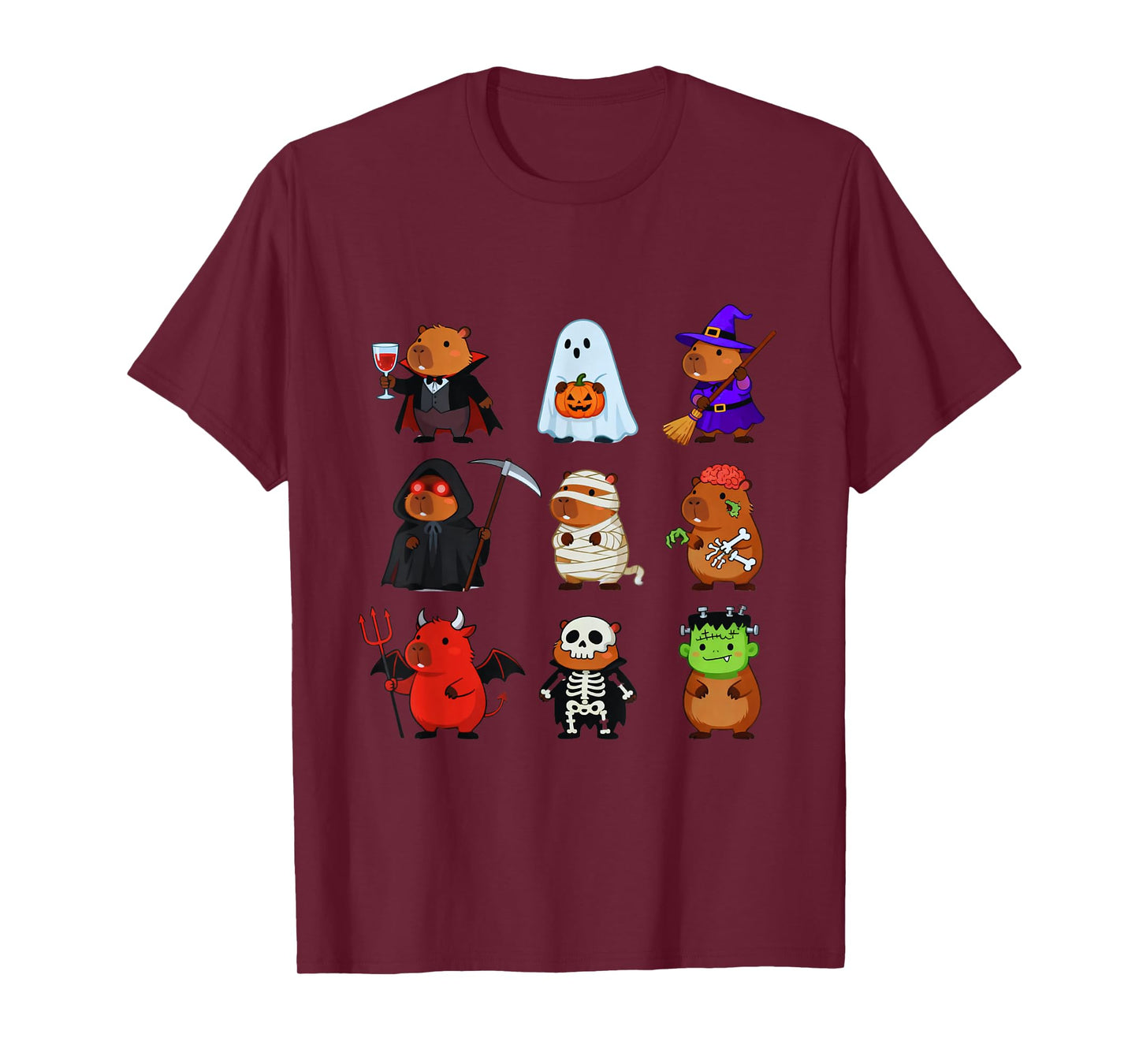 Capybara Spooky Witch Boo Zombie Halloween Fun Design T-Shirt