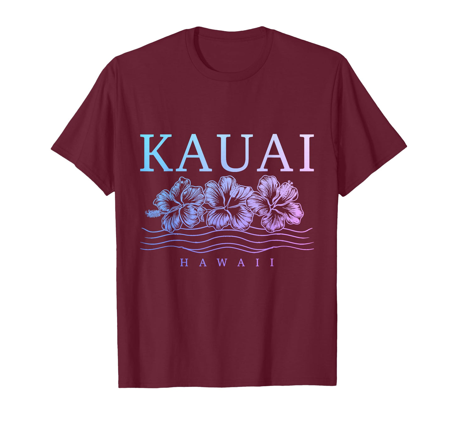 Kauai Hawaii Hawaii Hawaii Hibiscus Flowers Surfer Souvenir T-Shirt