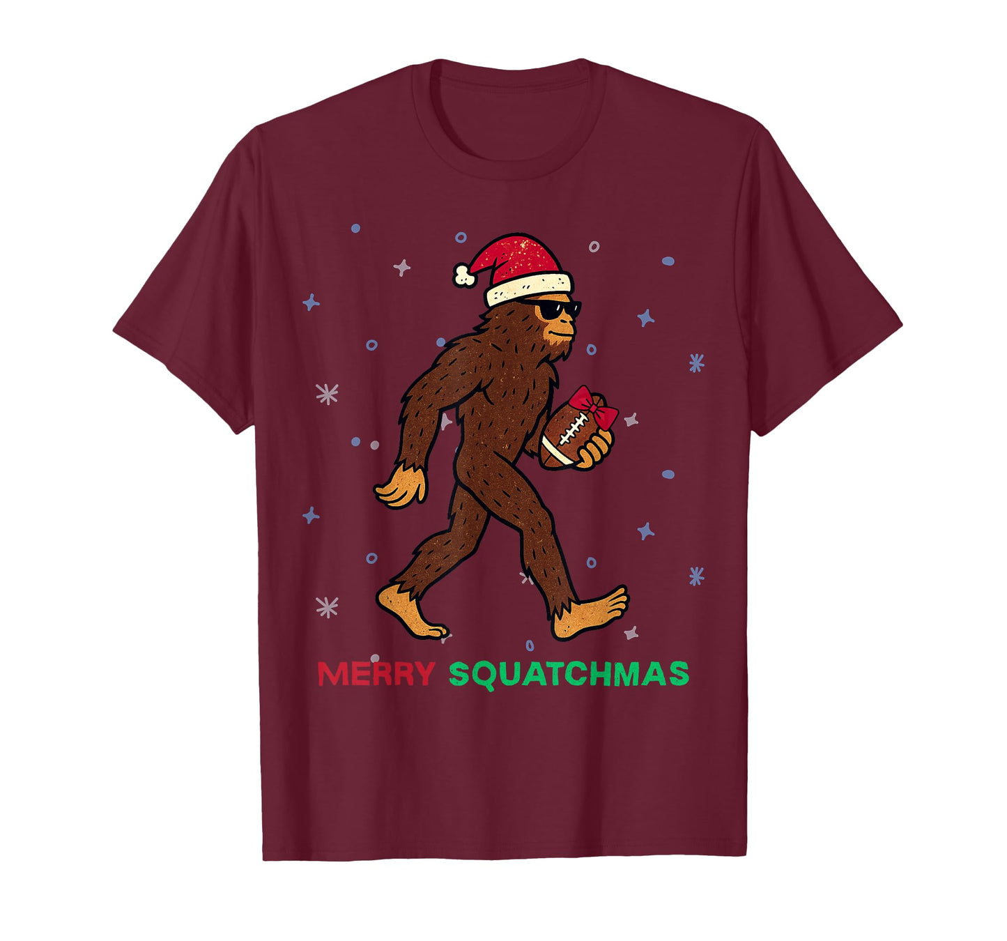 Christmas Sasquatch American Football Xmas Holiday T-Shirt