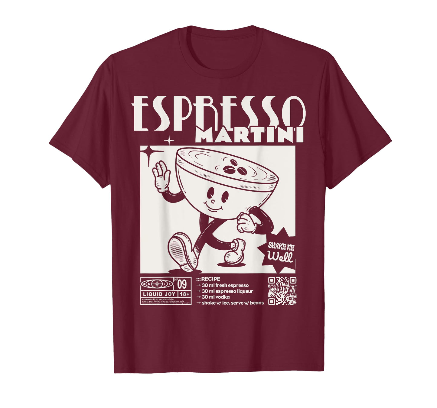 Espresso Martini Recipe | Liquid Joy 09 | Cocktail Cartoon T-Shirt