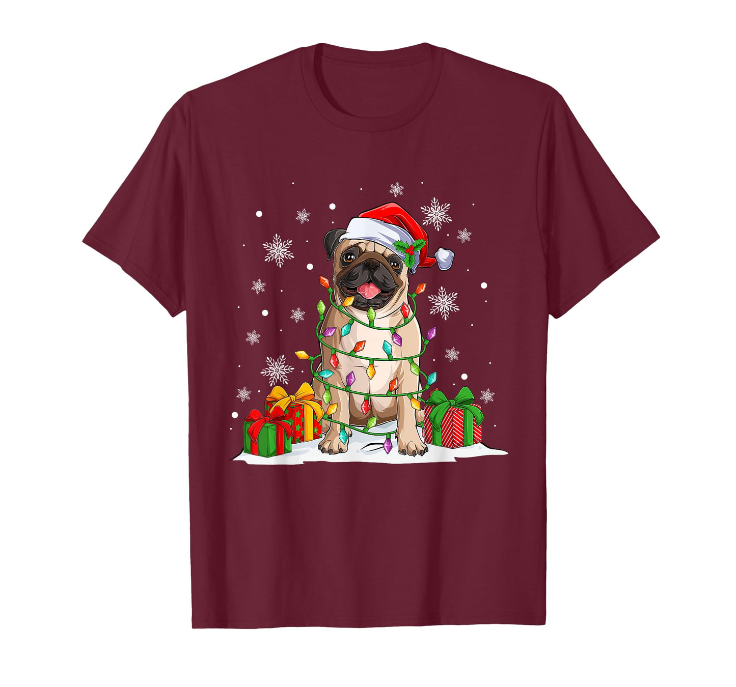 Bulldog Dog Christmas Tree Lights Matching Family Pajamas T-Shirt