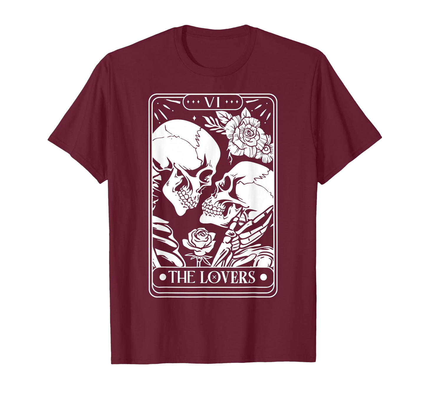 Tarot Card The Lovers Vintage Skeleton Goth Halloween Witch T-Shirt
