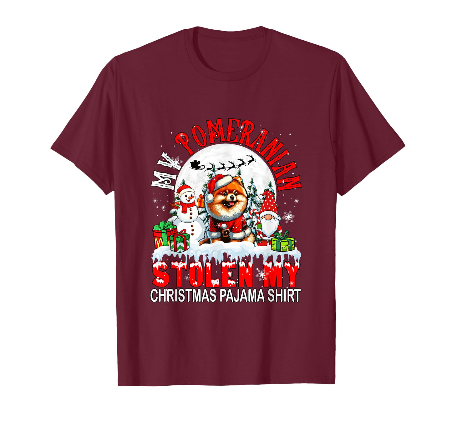 My Pomeranian Stolen My Christmas Pajama Shirt Santa Dog T-Shirt