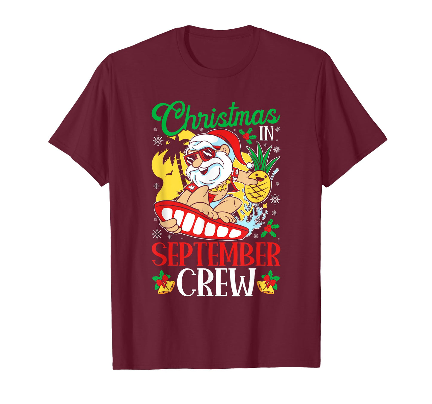Christmas in September Crew Hawaiian Tropical Santa T-Shirt