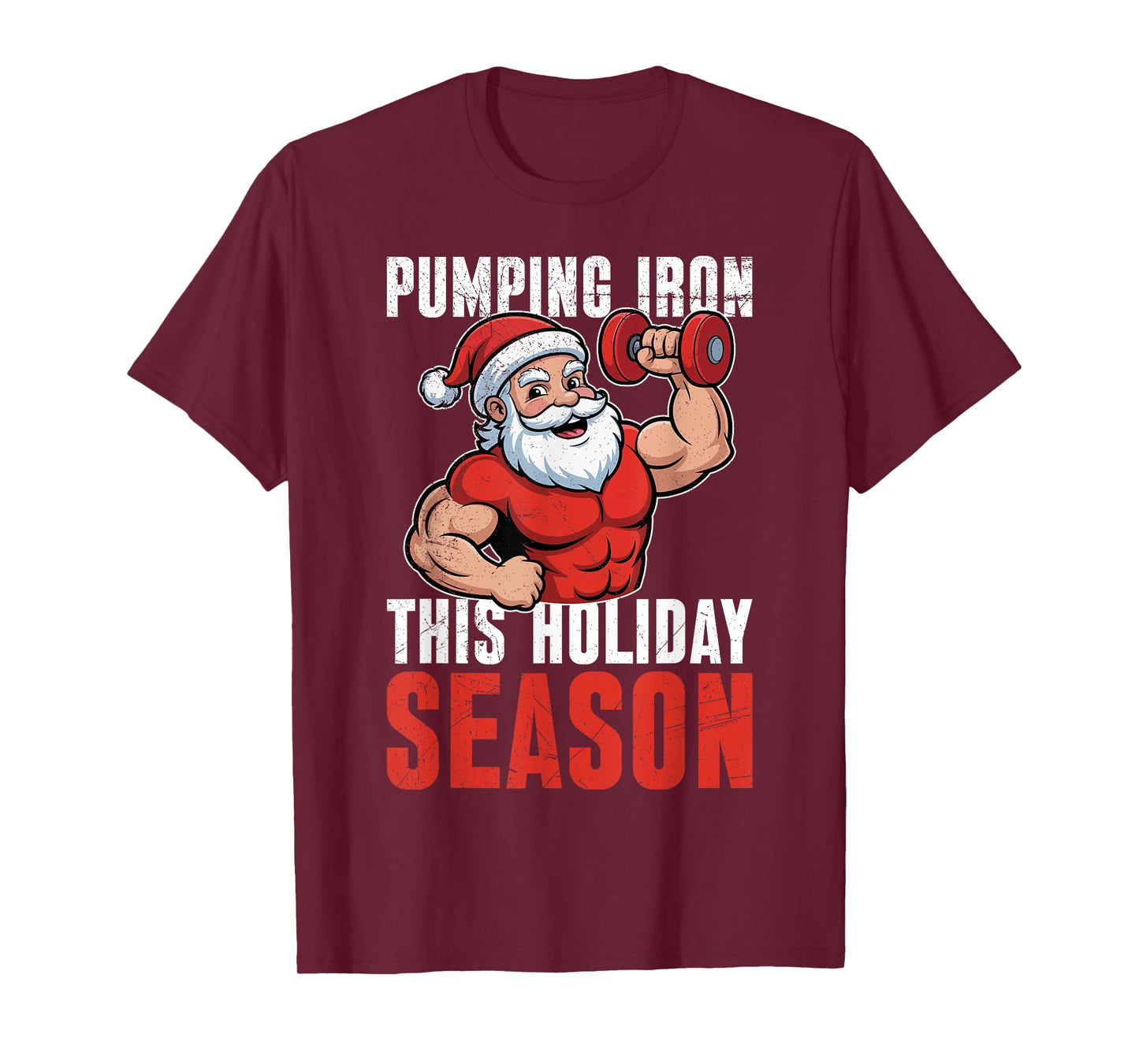 Santa Claus Pumping Iron This Season Funny Gym T-Shirt