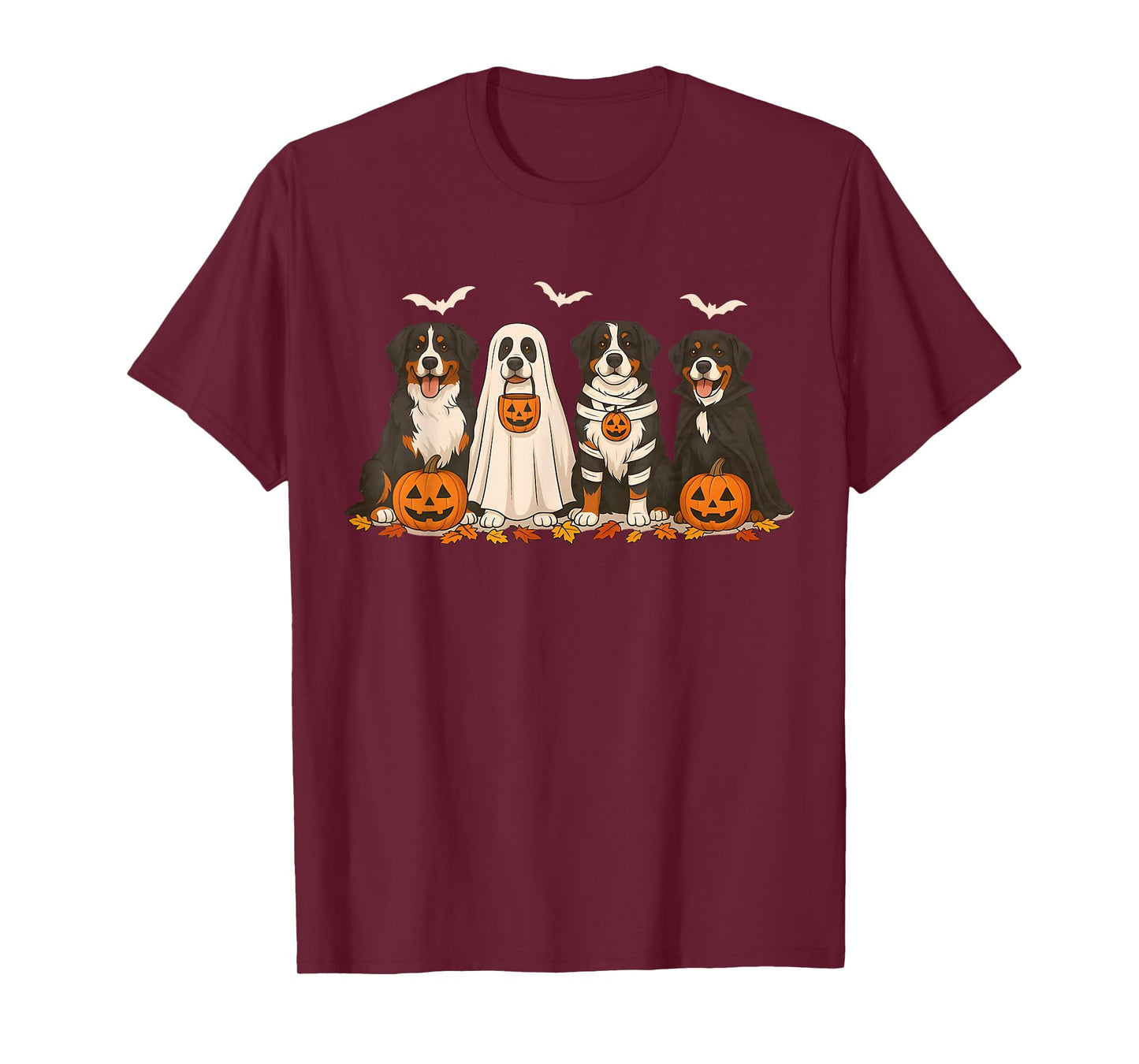 Retro Bernese Mountain Dog Halloween Funny Mummy Witch Ghost T-Shirt