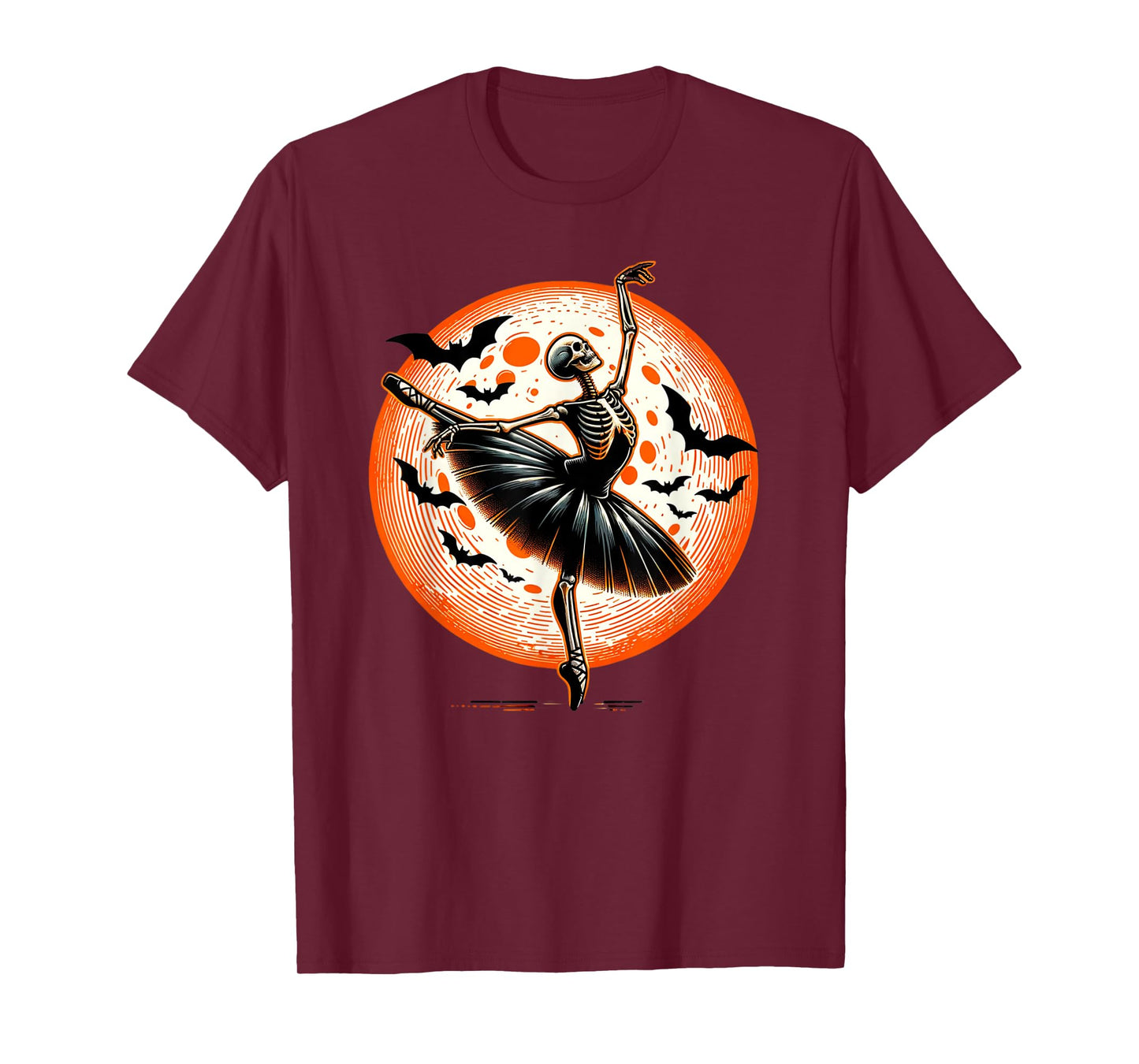 Vintage Dancing Skeleton Ballet Dance Halloween Women Girl T-Shirt