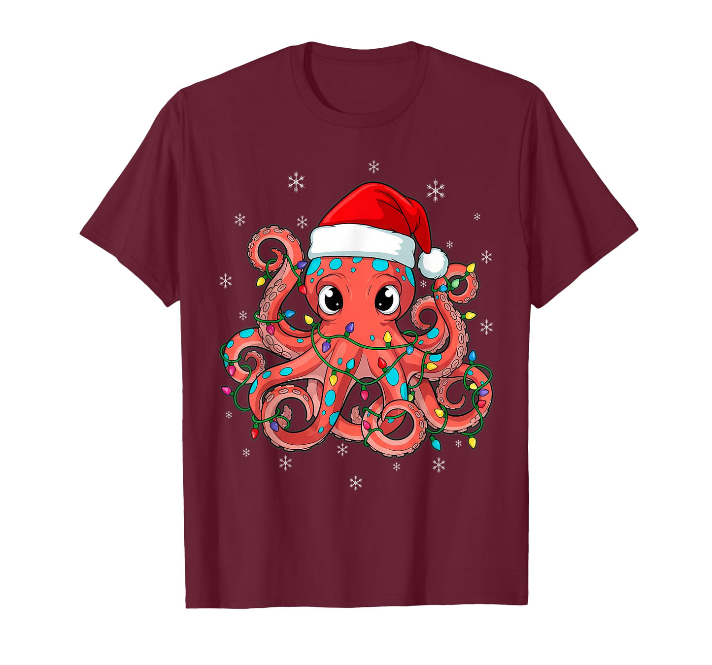 Octopus Christmas Santa Lovers Tree T-Shirt