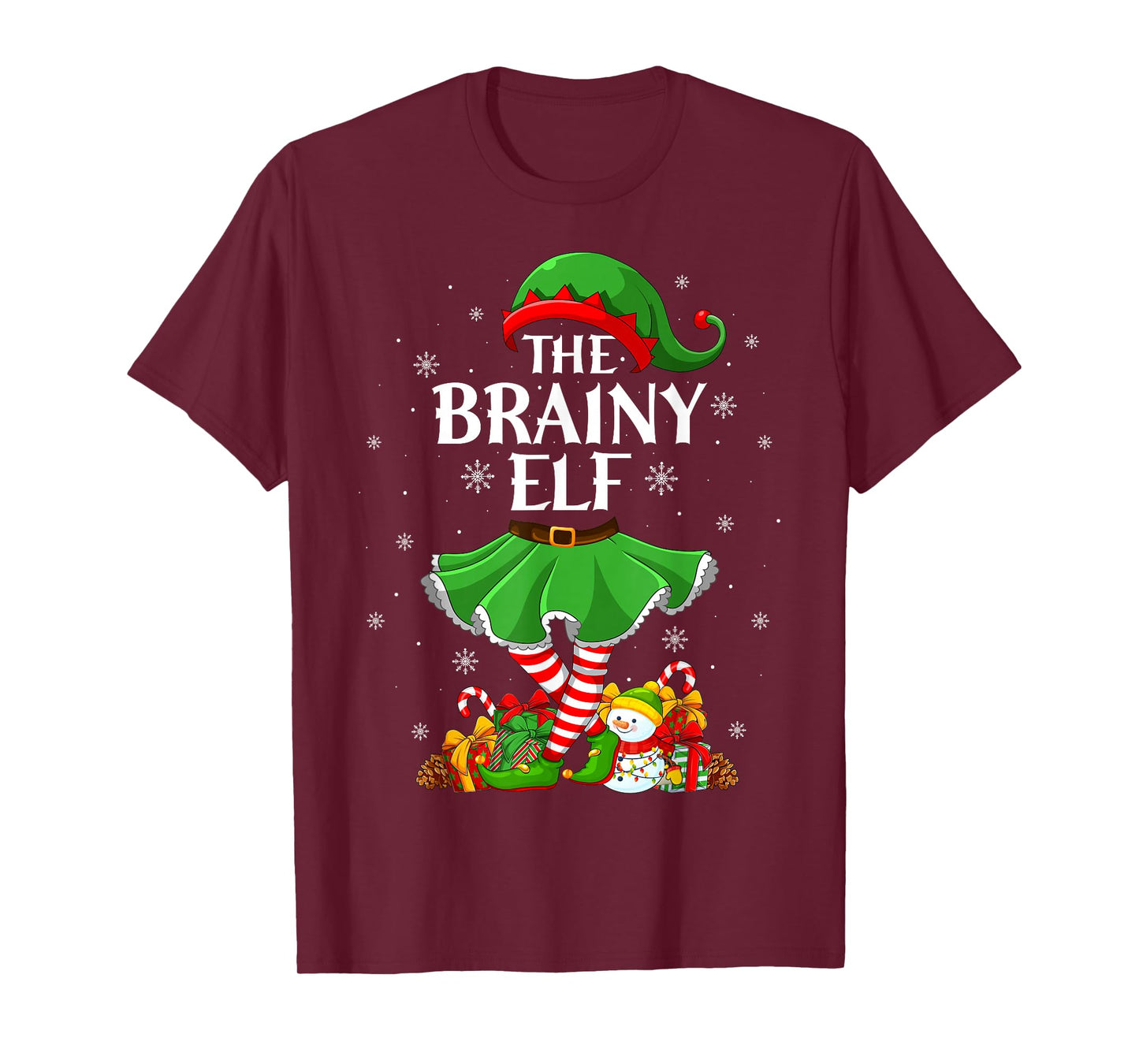 Brainy Elf Christmas Family Elf Squad Xmas Girls Women T-Shirt