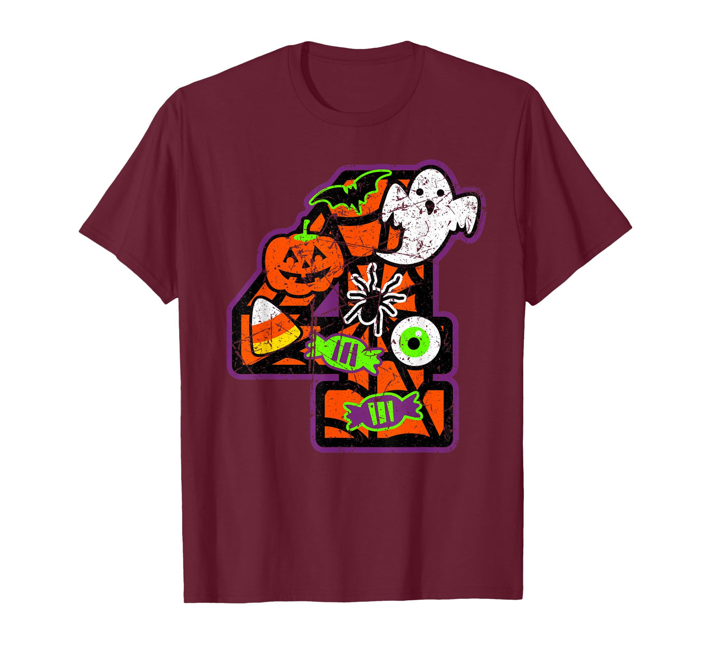 Bruh It's My 4th Birthday Halloween 4 Year Old Ghost Funny T-Shirt
