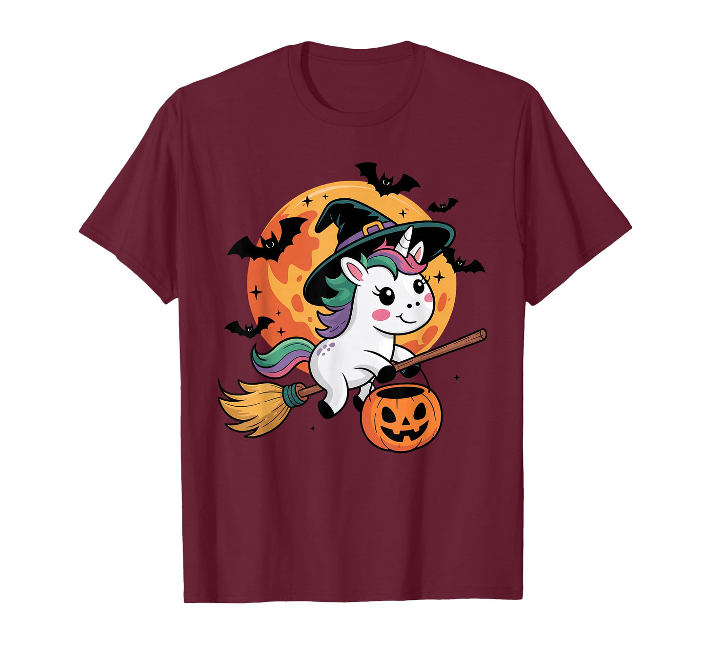 Trick or Treat Unicorn Witch Halloween Pumpkin Candy Bucket T-Shirt