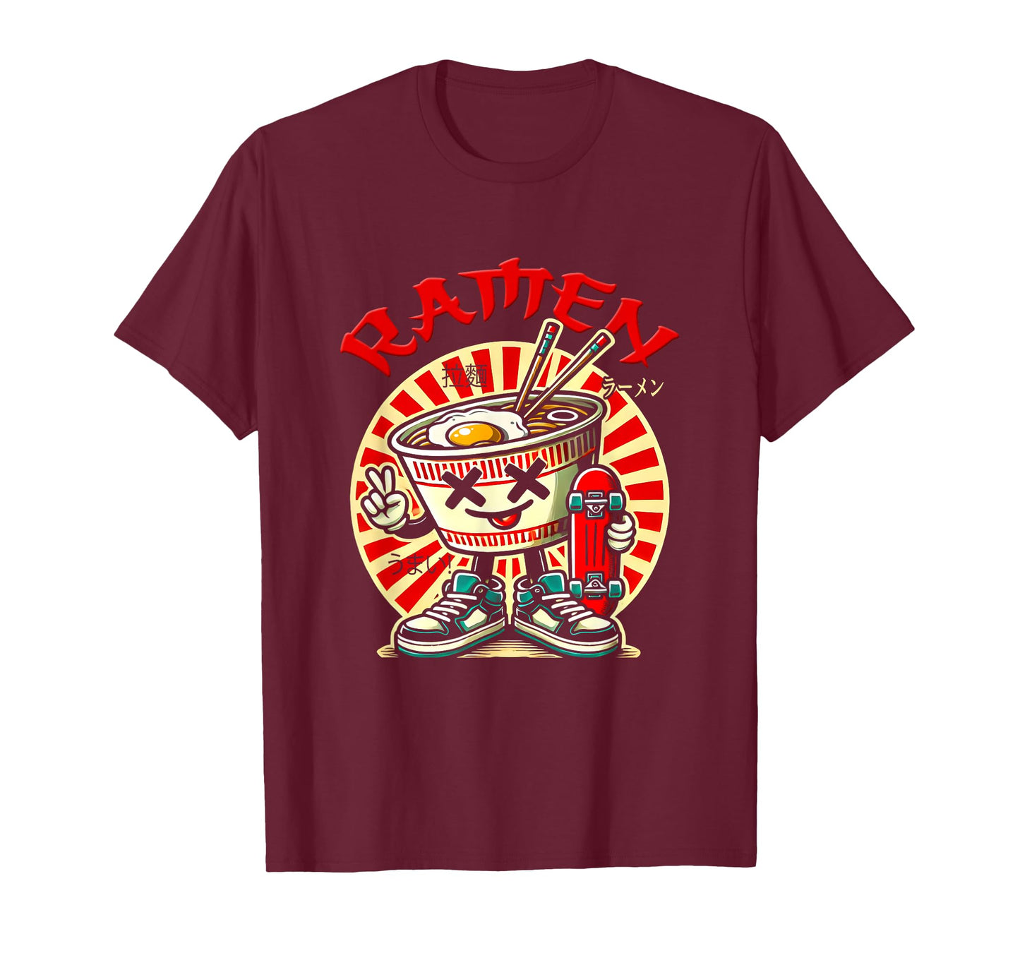 Cute Ramen Skater Tee Kawaii Anime Skateboard Lover Teens T-Shirt