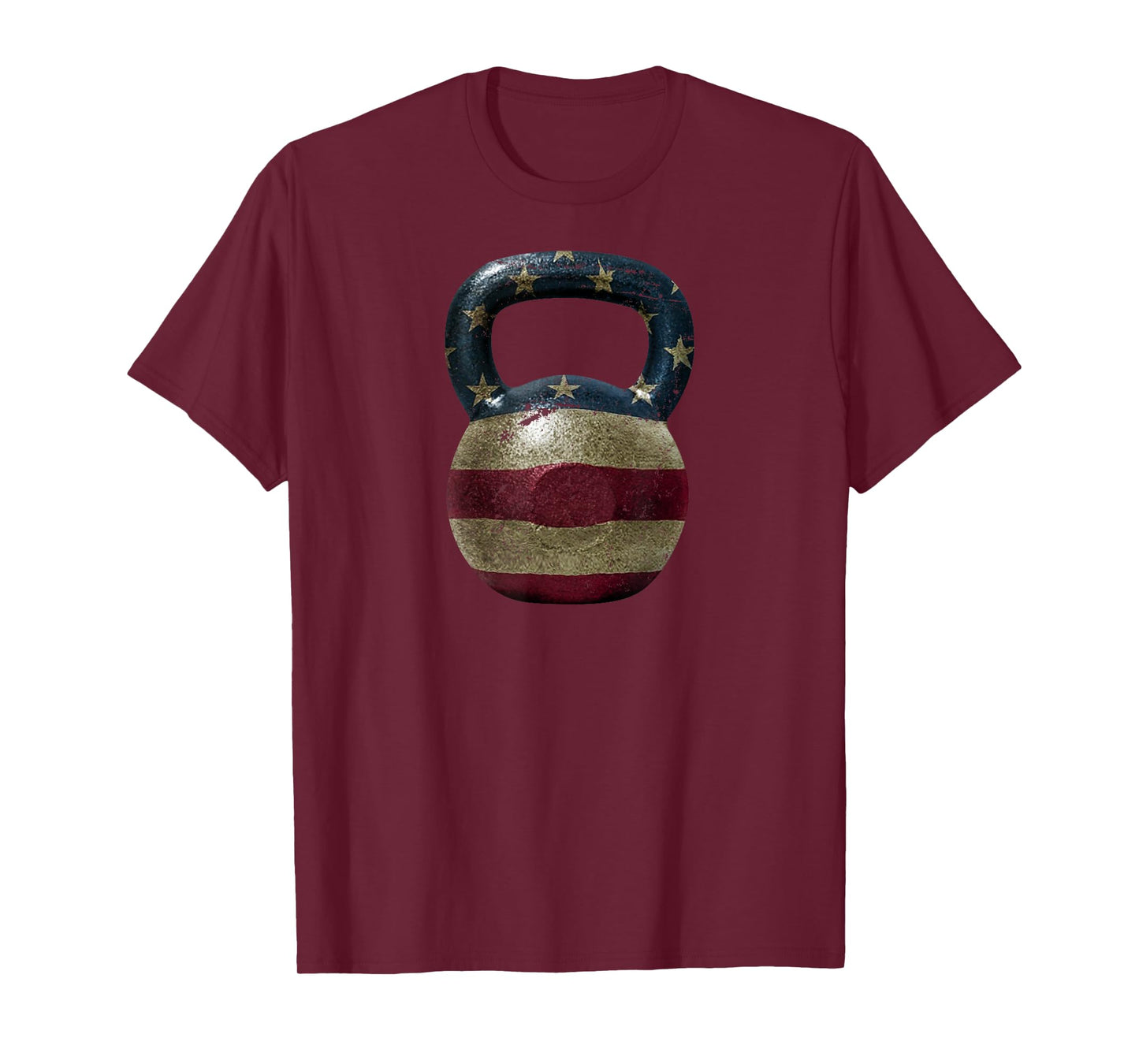 Rustic American Flag Kettle bell t-shirt, weight lifting T-Shirt for Women Men