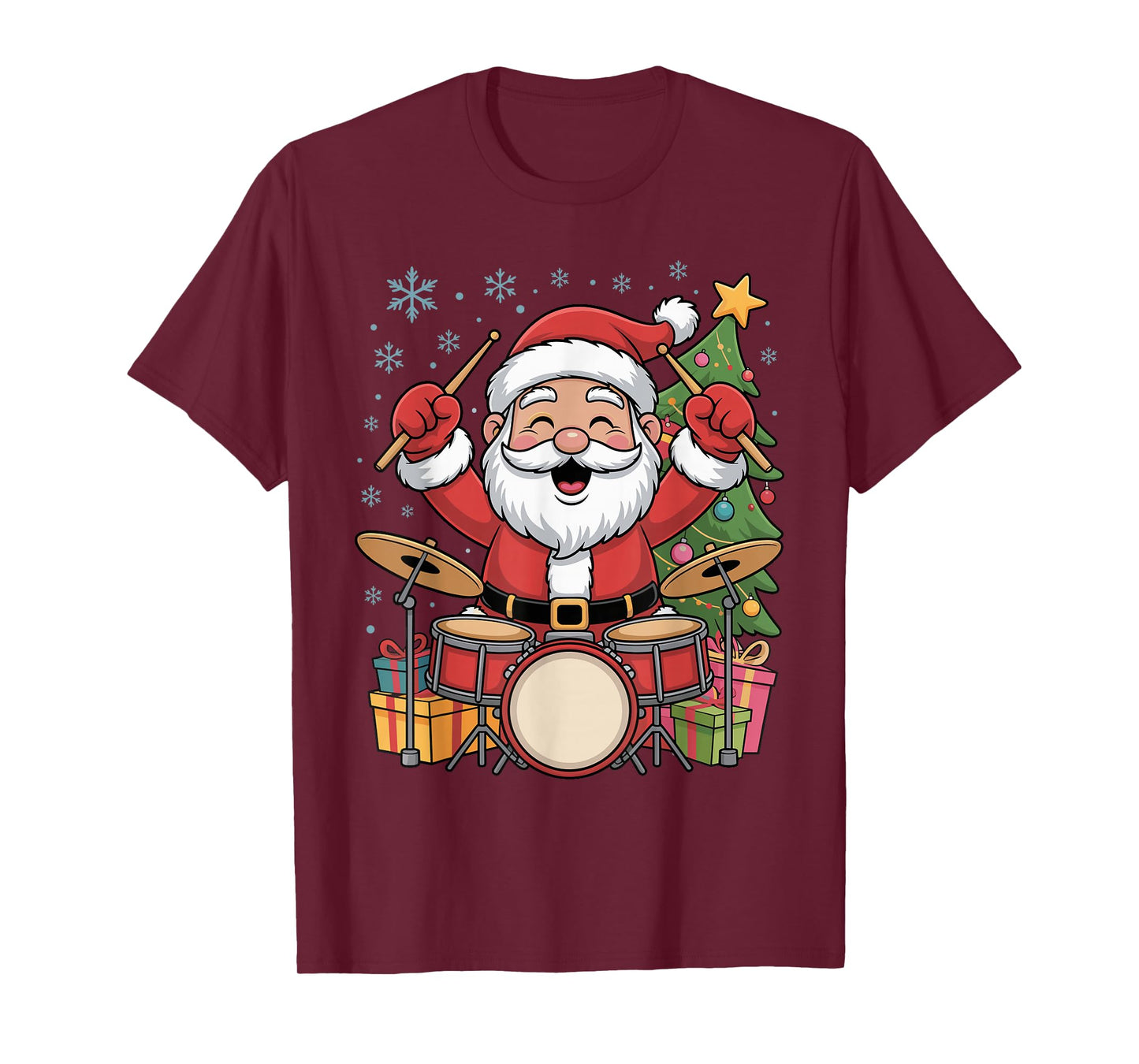 Funny Santa Christmas Design Drums Holiday Xmas Pajama T-Shirt