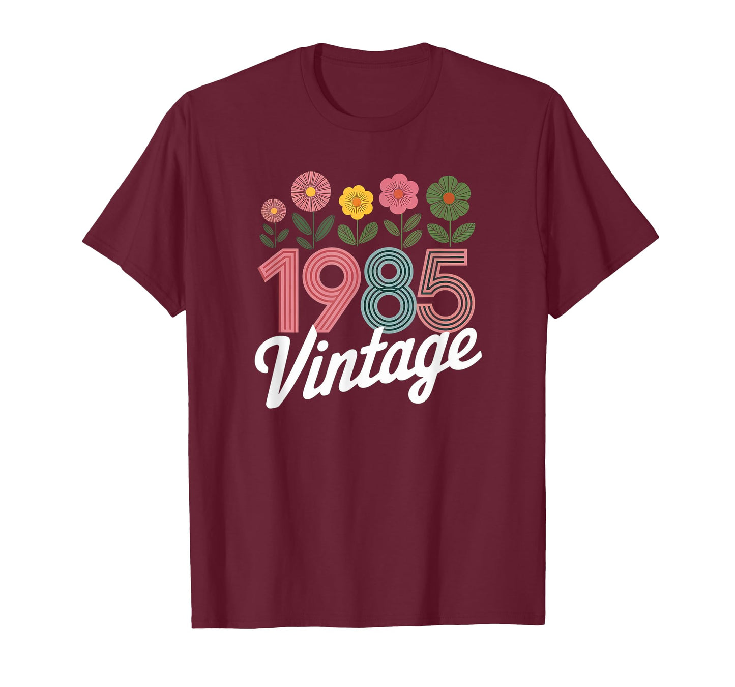 Vintage 1985 Retro Born Flowers Birthday Daughter Women T-Shirt