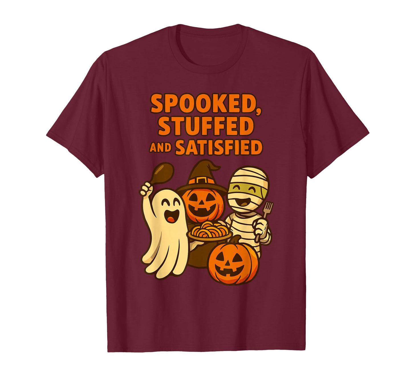 Spooked Stuffed and Satisfied Halloween Spooky Haunted T-Shirt