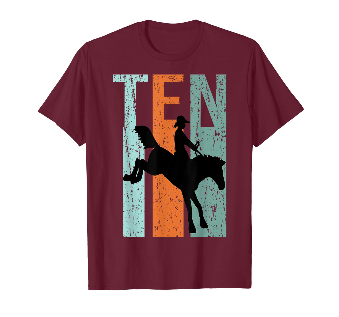 10th Birthday Kids Retro Rodeo Horse Lovers Cowboys Rider T-Shirt