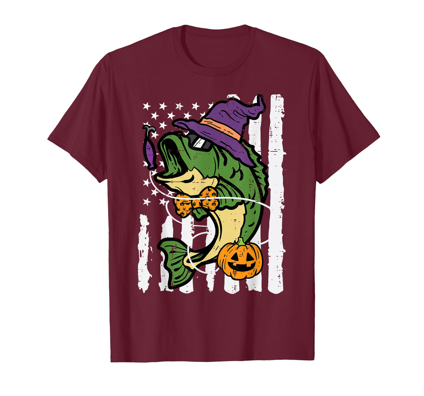 Halloween Bass Fish US Flag Costume Patriot Men Kids Women T-Shirt