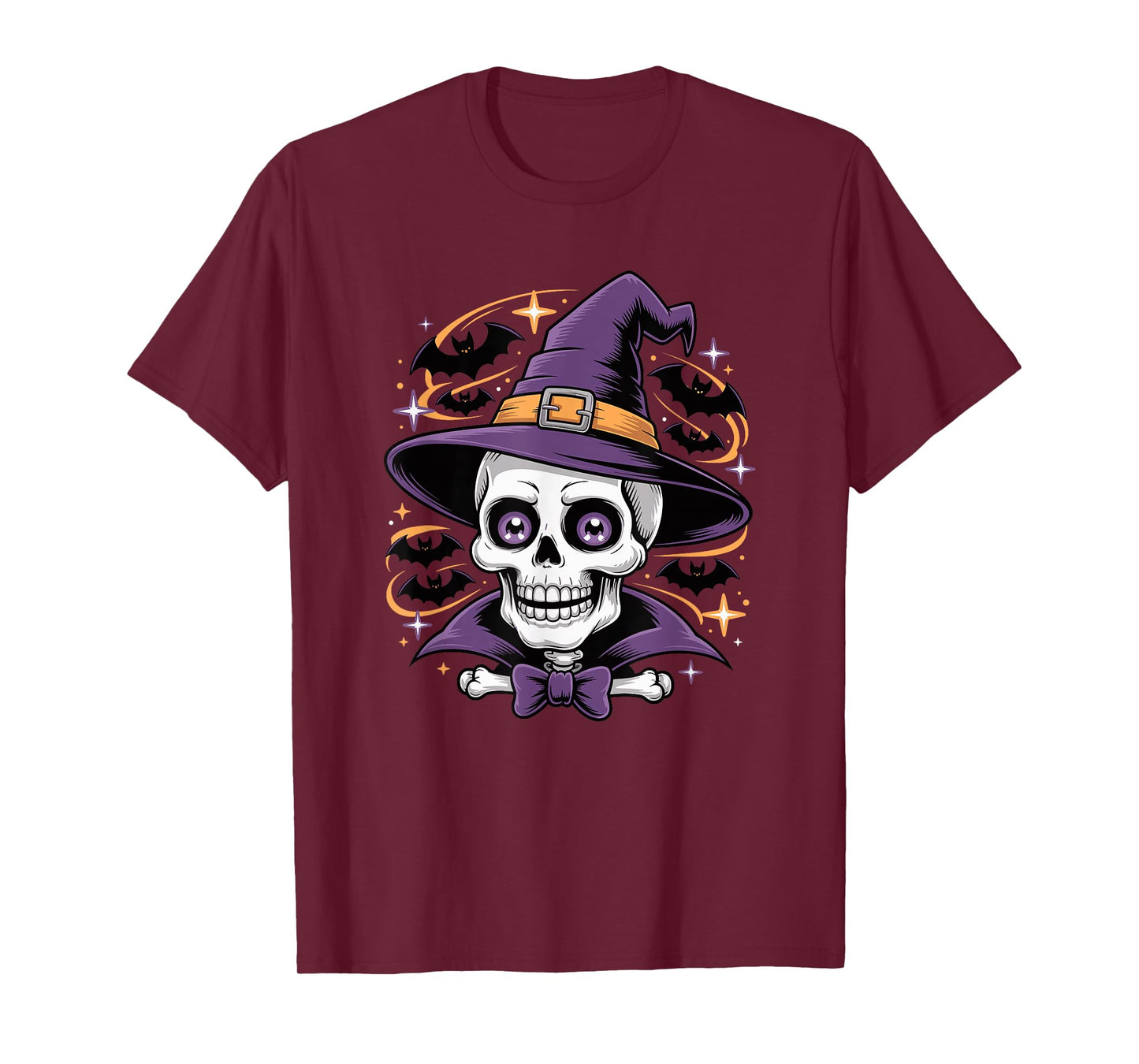 Halloween Skeleton Skull Witch Hat T-Shirt