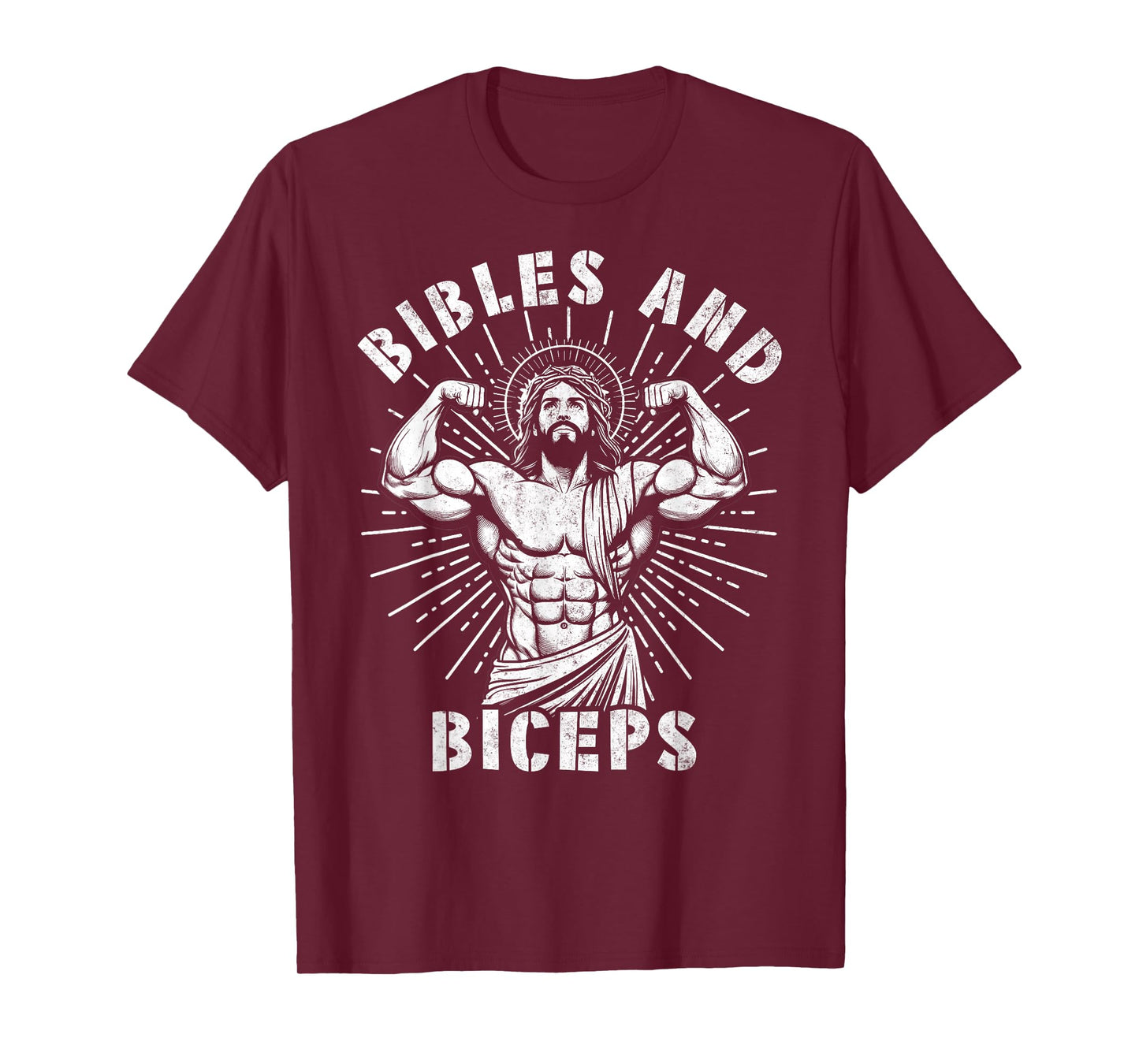 Bibles And Biceps Funny Christian Weightlifting Workout Gym T-Shirt