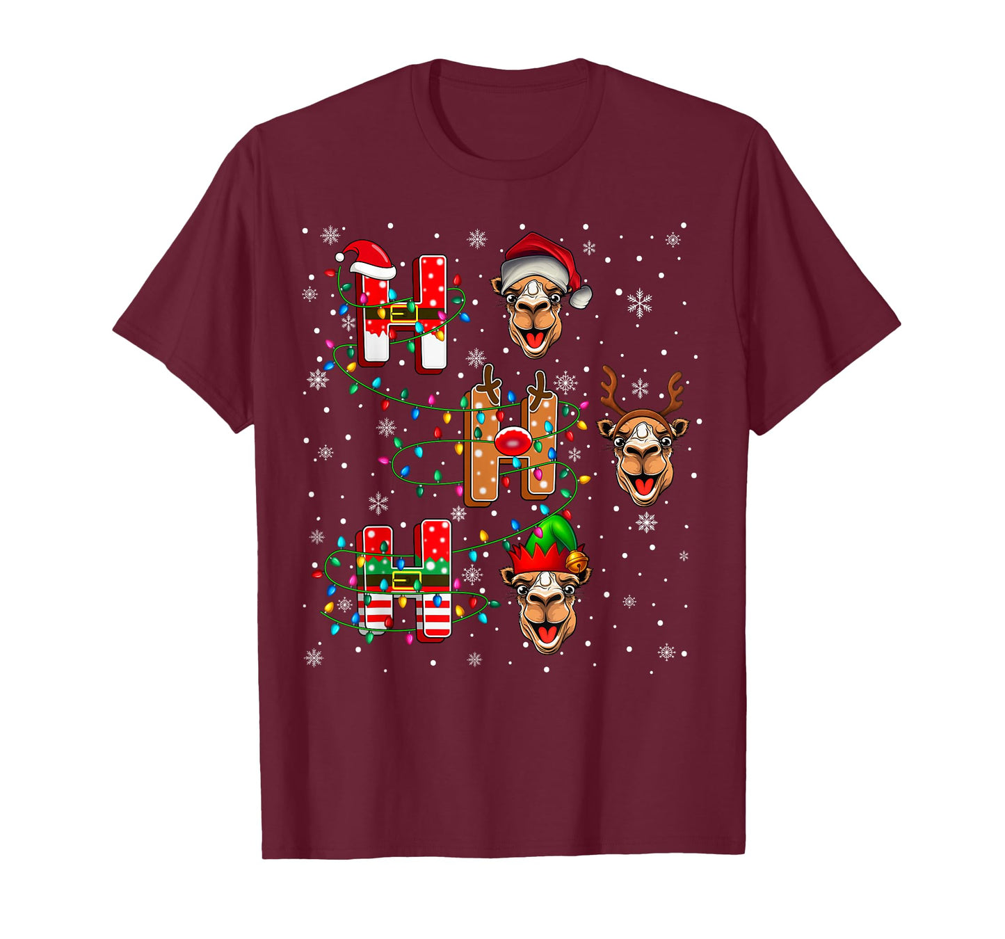 Ho Ho Ho Santa Reindeer Hat Elf Camel Animal Christmas T-Shirt