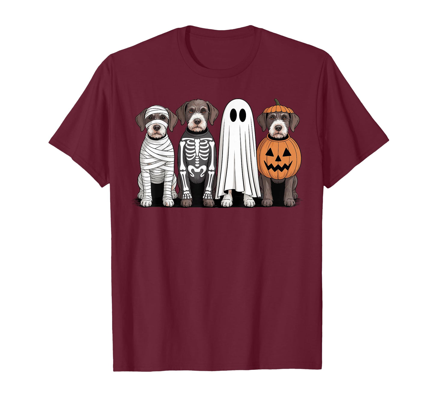 Spooky Ghost GWP Pumpkin Halloween Dog Skeleton T-Shirt