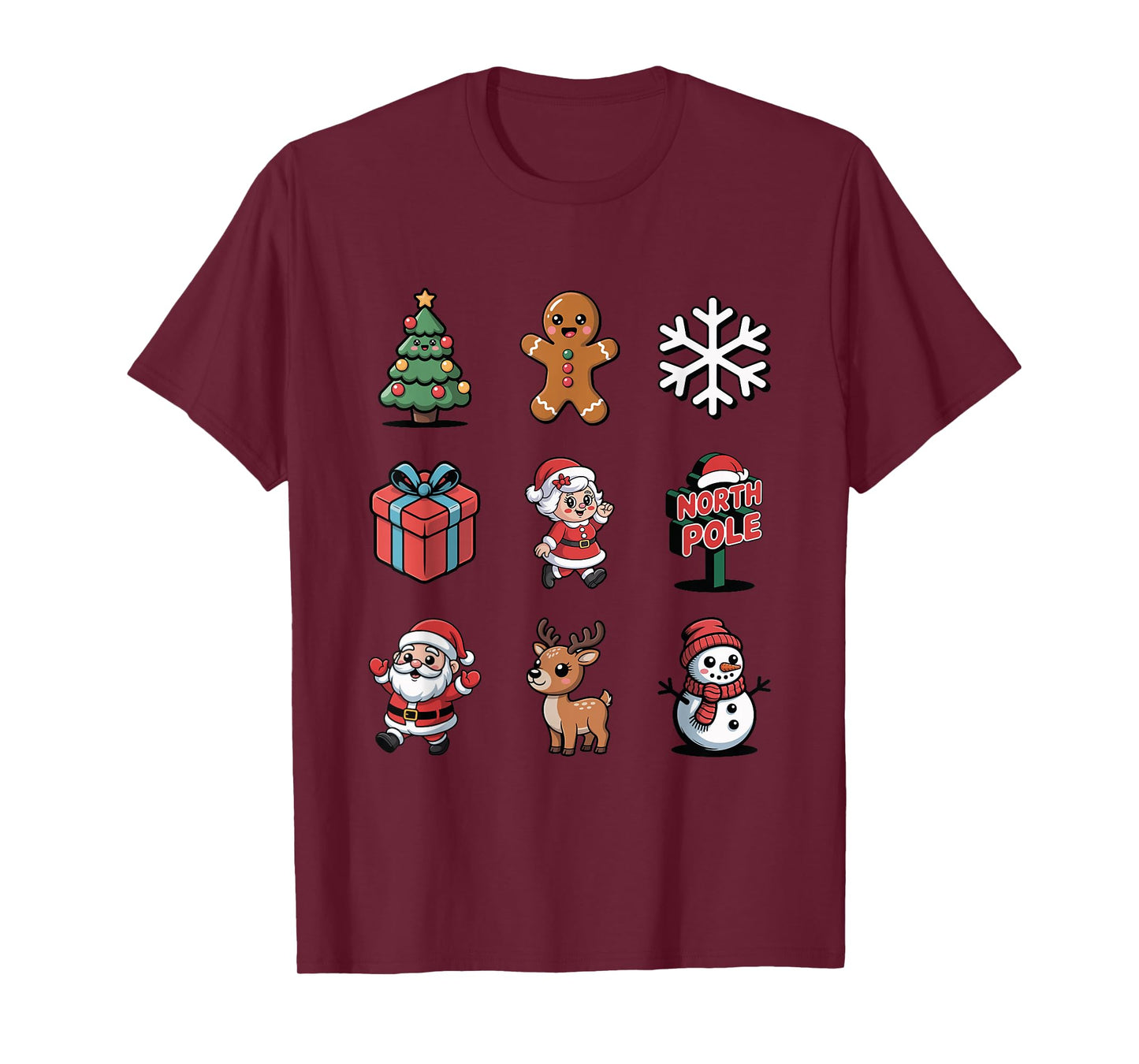 Cute Christmas Tree Gingerbread Santa Reindeer Elf T-Shirt