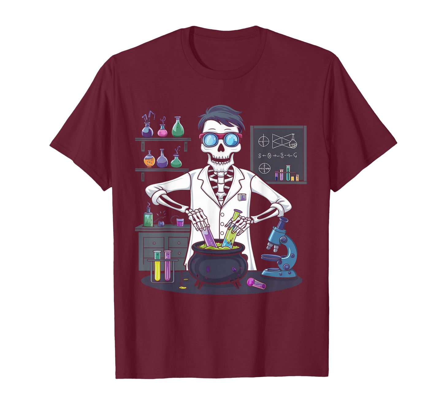 Funny Science Teacher Halloween Skeleton Scientist Chemistry T-Shirt