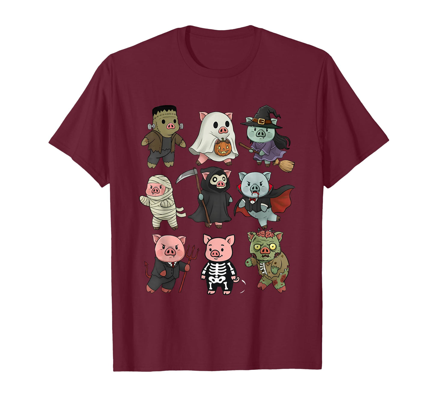 Cute Pig Ghost Zombie Witch Mummy Halloween Costume Kids T-Shirt