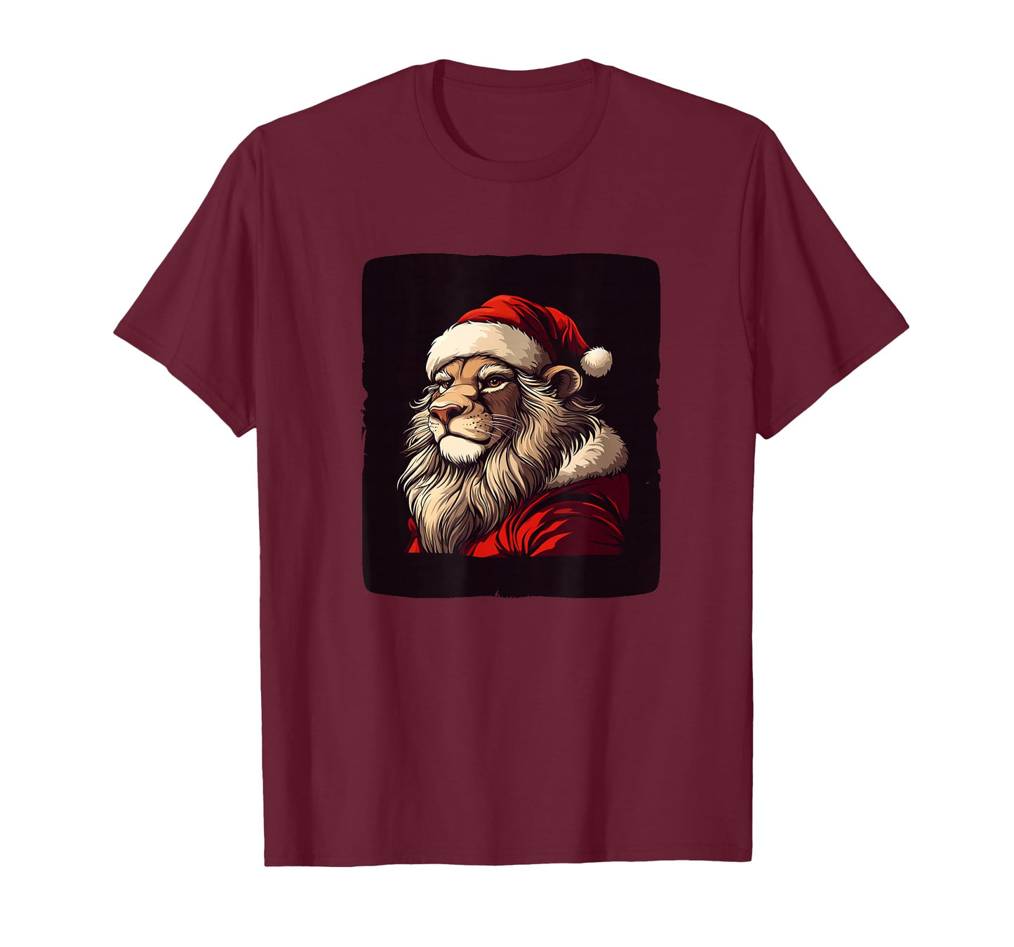 Funny Lion in Santa Hat Ready for a Jolly Celebration T-Shirt