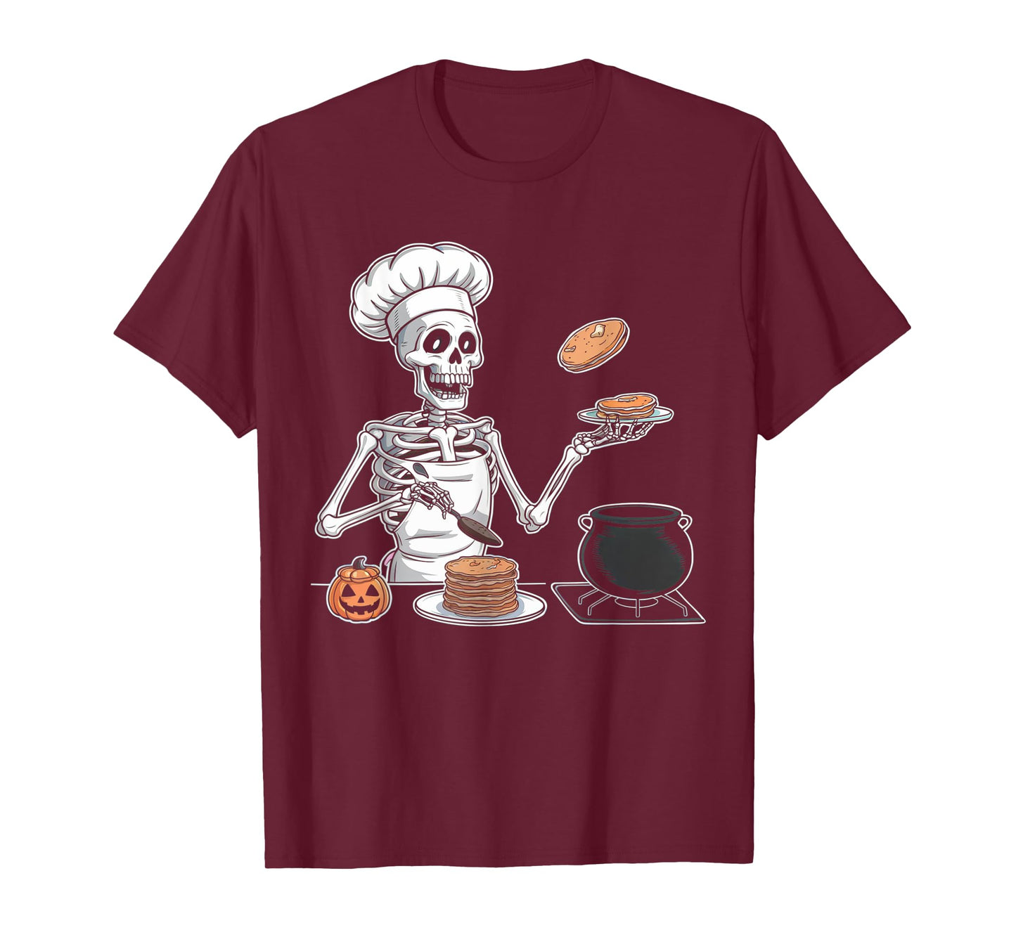 Skeleton Cooking Halloween Shirt Spooky Chef Pancakes Cook T-Shirt