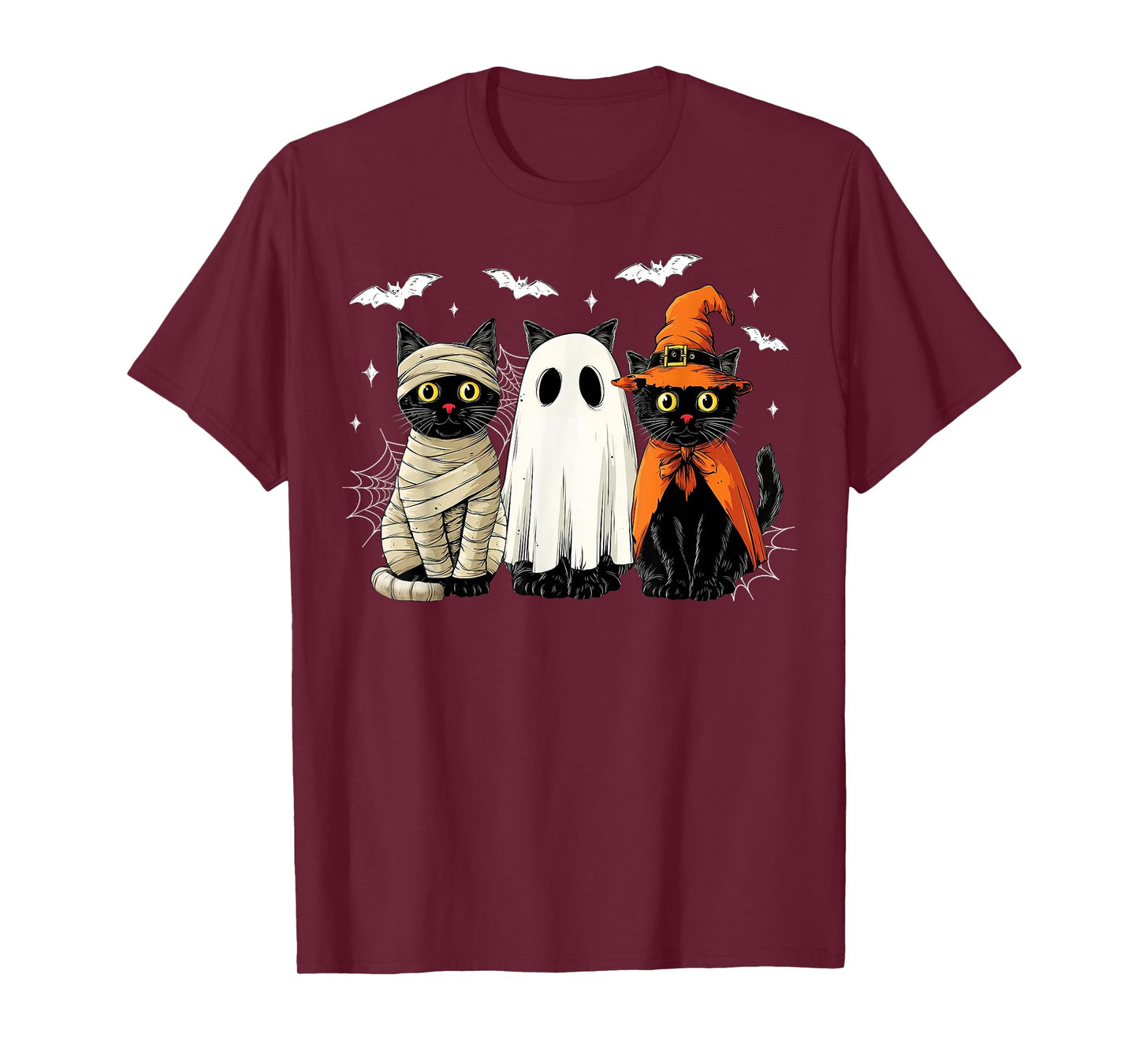 Trick or Treat Black Cat Halloween Witch Ghost Cats Pumpkin T-Shirt