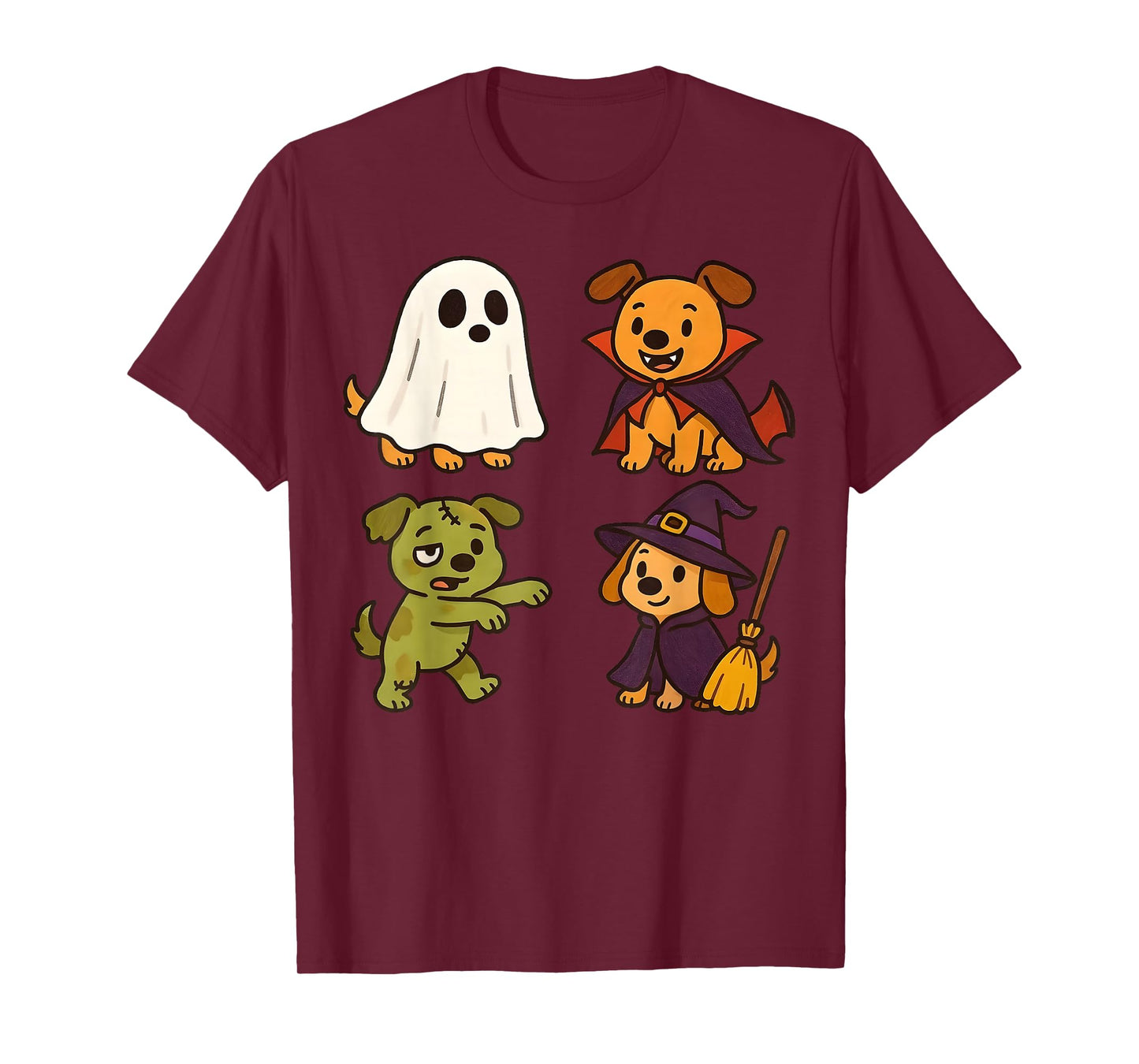 Dog Spooky Witch Boo Zombie Cute Dog Halloween Boys Girls T-Shirt