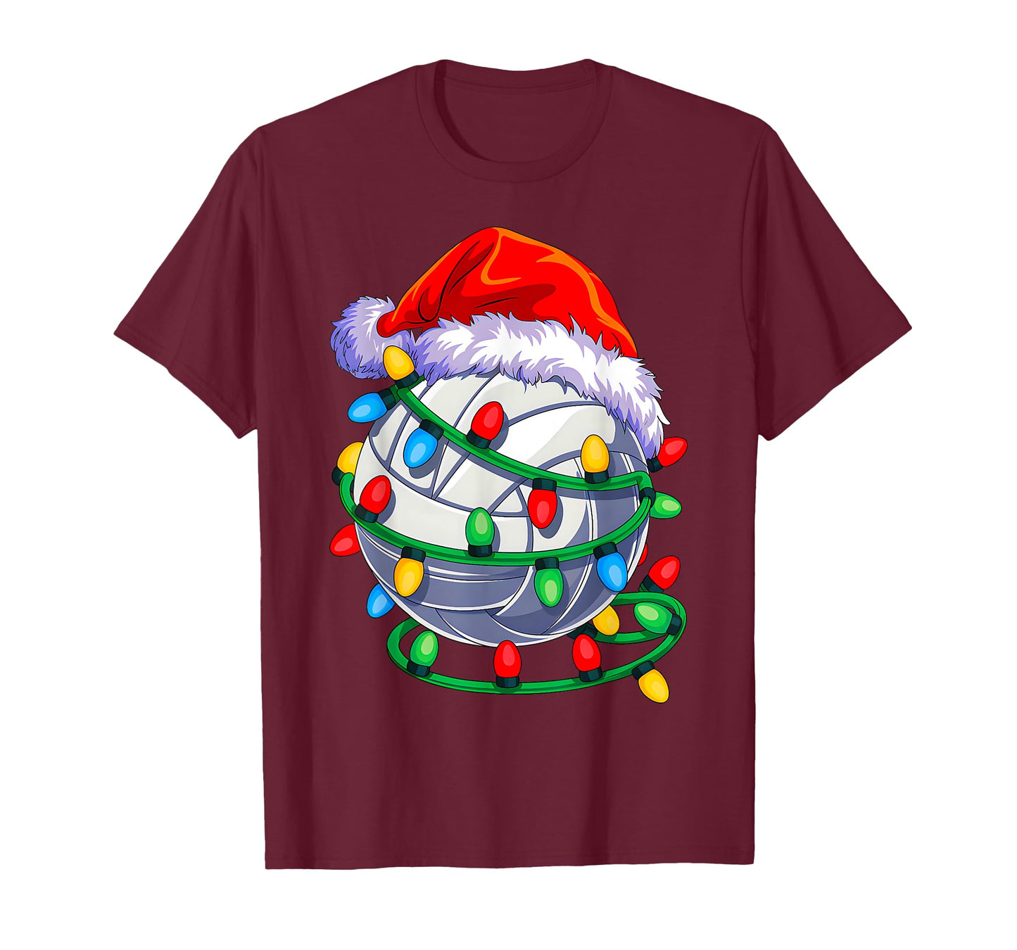 Volleyball Ball Santa Hat Christmas Volleyball Xmas Lights T-Shirt