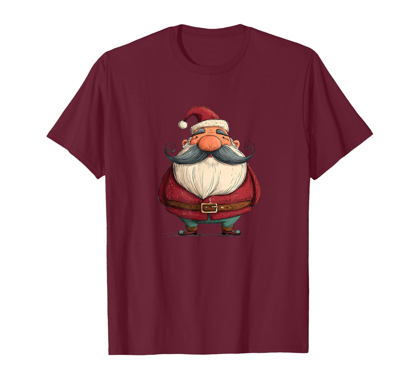 Awesome Santa Claus in Festive Mustache Beard Look T-Shirt