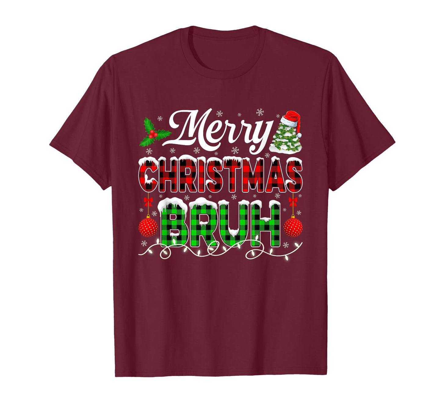 Bruh Meme Funny Green and Red Plaid Family T-Shirt